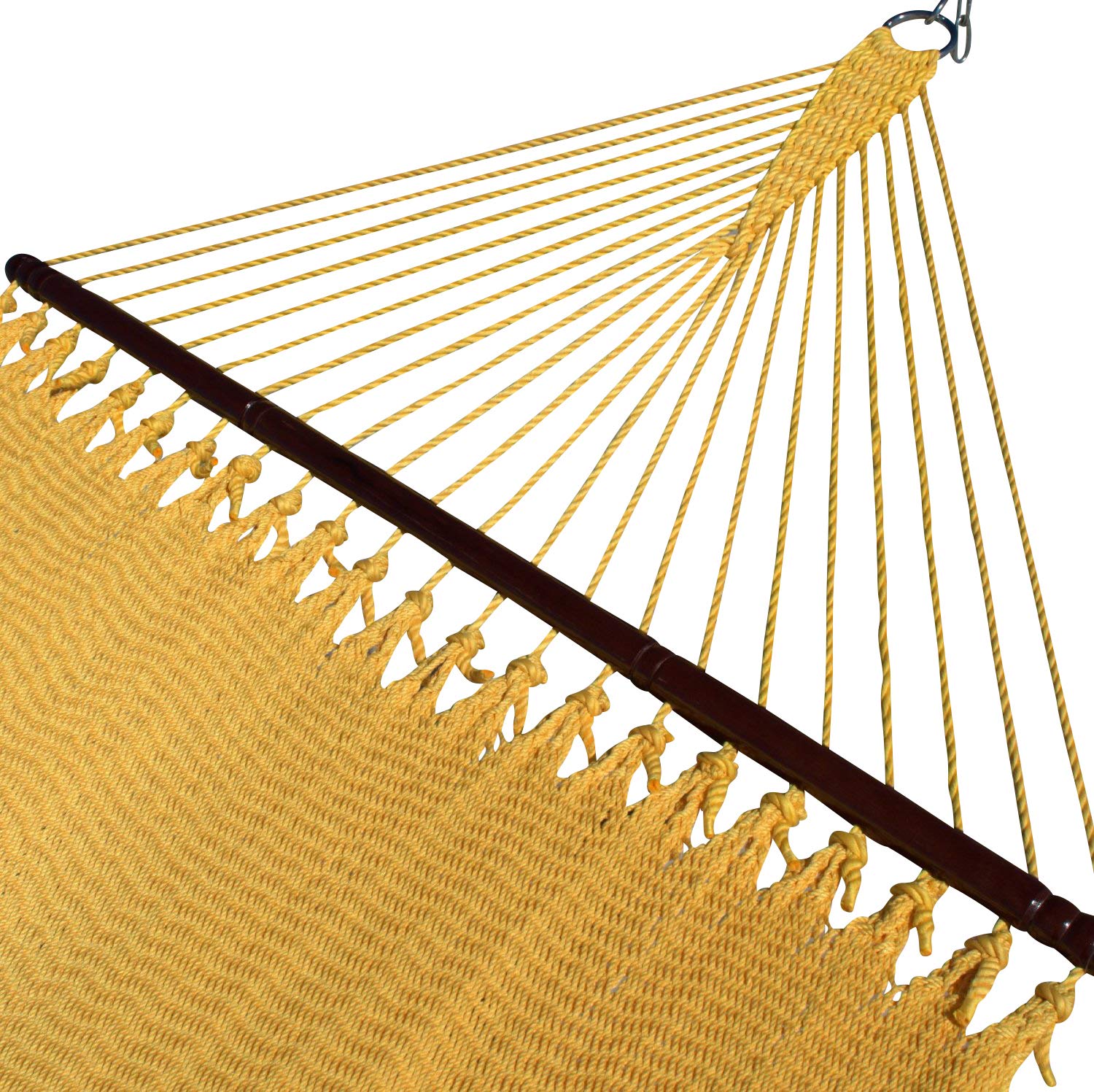 Double Caribbean Hammock - Soft-Spun Polyester for Ultimate Comfort - 48 Inch Yellow Outdoor Hammock - Perfect for Backyard, Beach, and Camping Relaxation