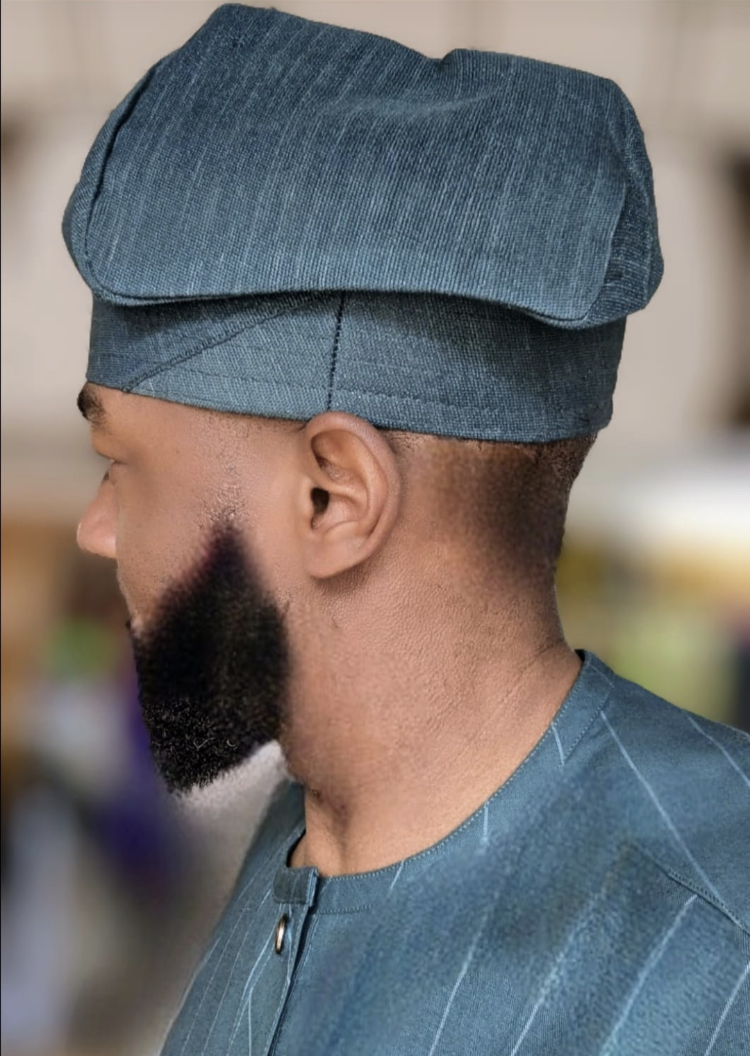 Stylish Ajian Emerald Green African Aso Oke Fila Hat for Men & Women - Traditional Nigerian Cap for Cultural Events, Weddings & Fashion Statements
