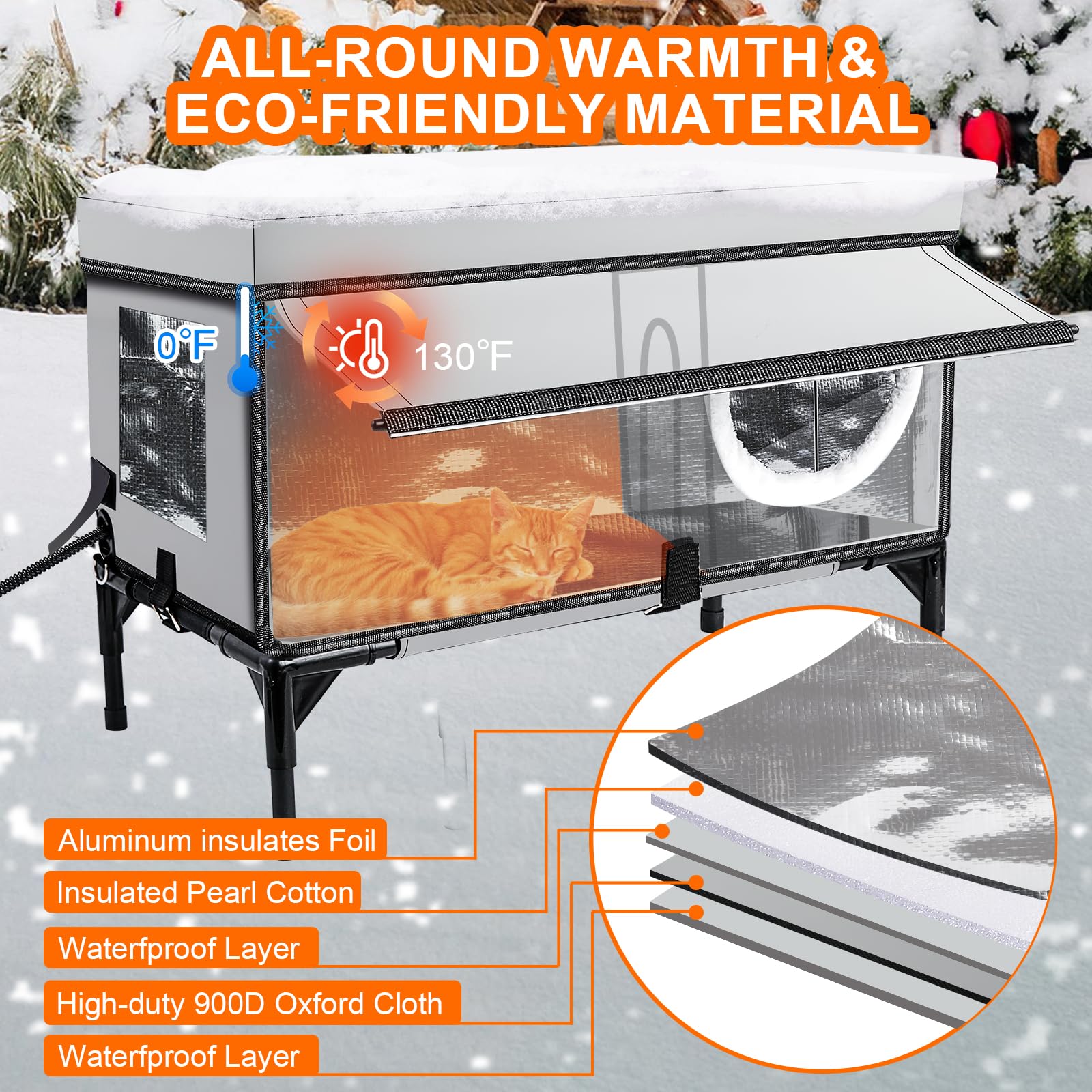 **Weatherproof Heated Cat House for Outdoor Cats - Insulated Winter Shelter with Heating Pad, Waterproof & Warm for Stray & Feral Cats - Grey (Perfect for Backyards, Garages & Cold Weather Protection)**