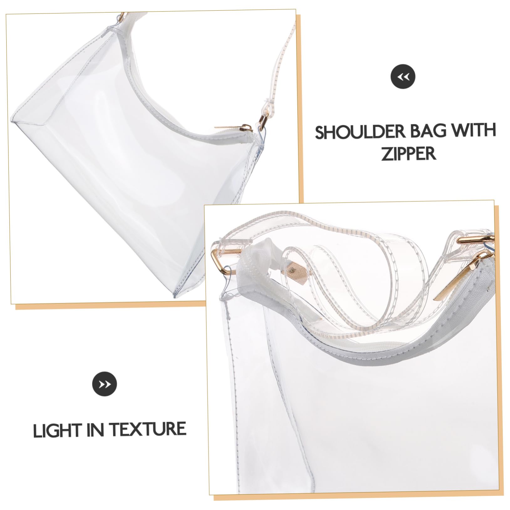 BESPORTBLE Clear Transparent Shoulder Bag for Women - PVC Stadium Approved Concert Purse & Wallet - Perfect for Concerts, Festivals, Travel and Security Checkpoints