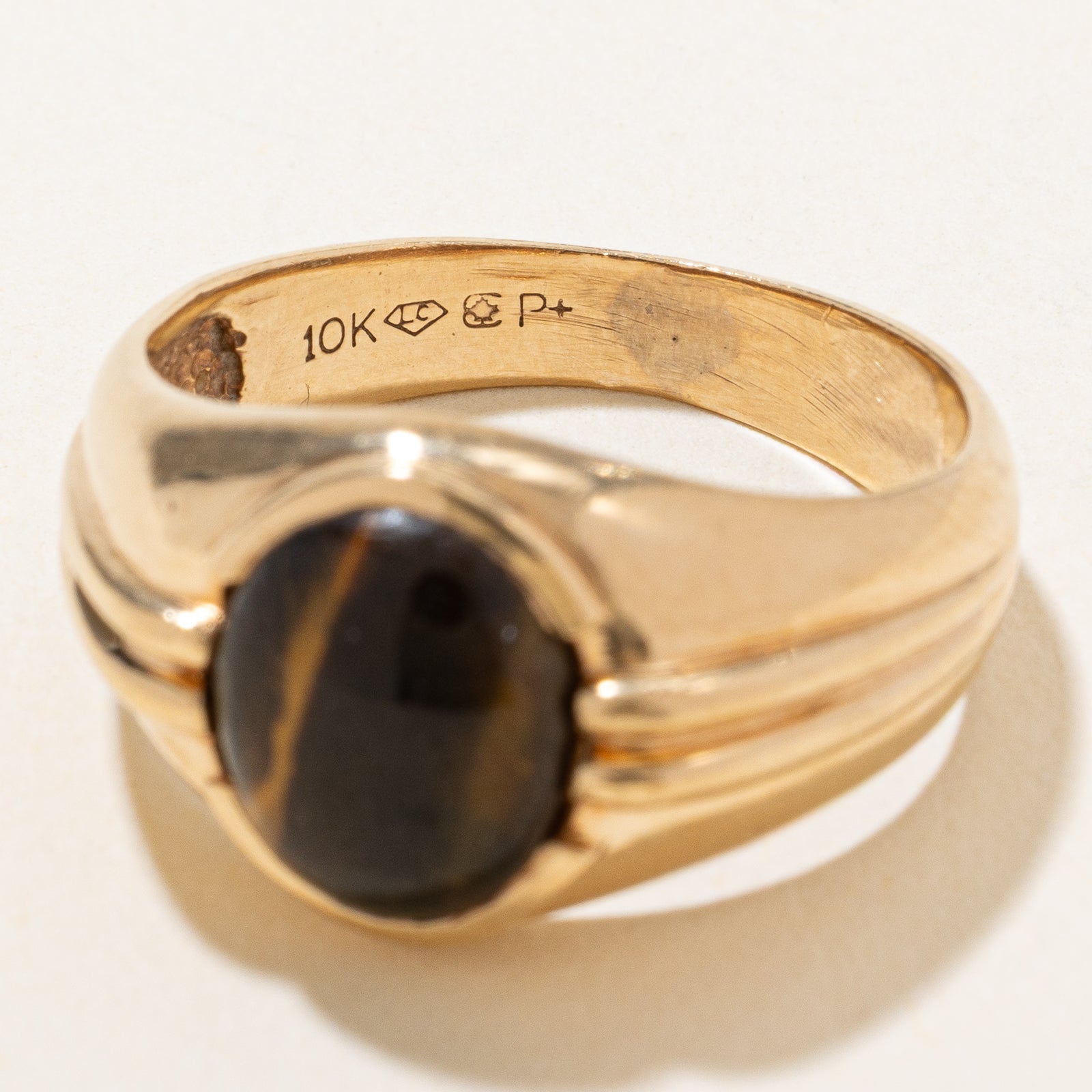 Tigers Eye Grooved Ring for Women - 1.60ct Natural Gemstone, Size 6.75 - Elegant Boho Jewelry for Everyday Wear, Gift Ideas & Spiritual Healing