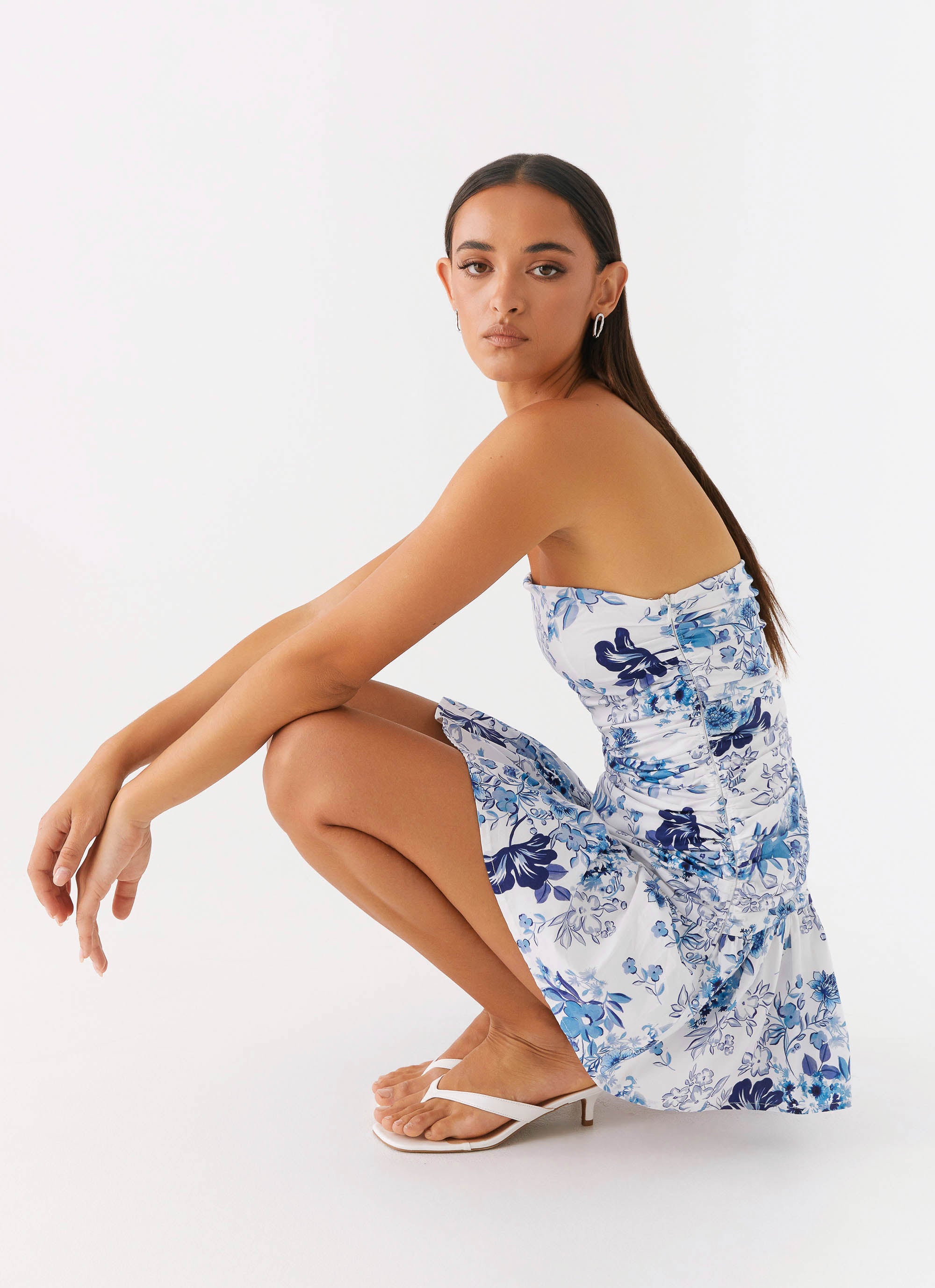 Carmel Mini Dress - Serene Sky Floral Print Summer Dress for Women | Beach Vacation, Date Night, Casual Outfit