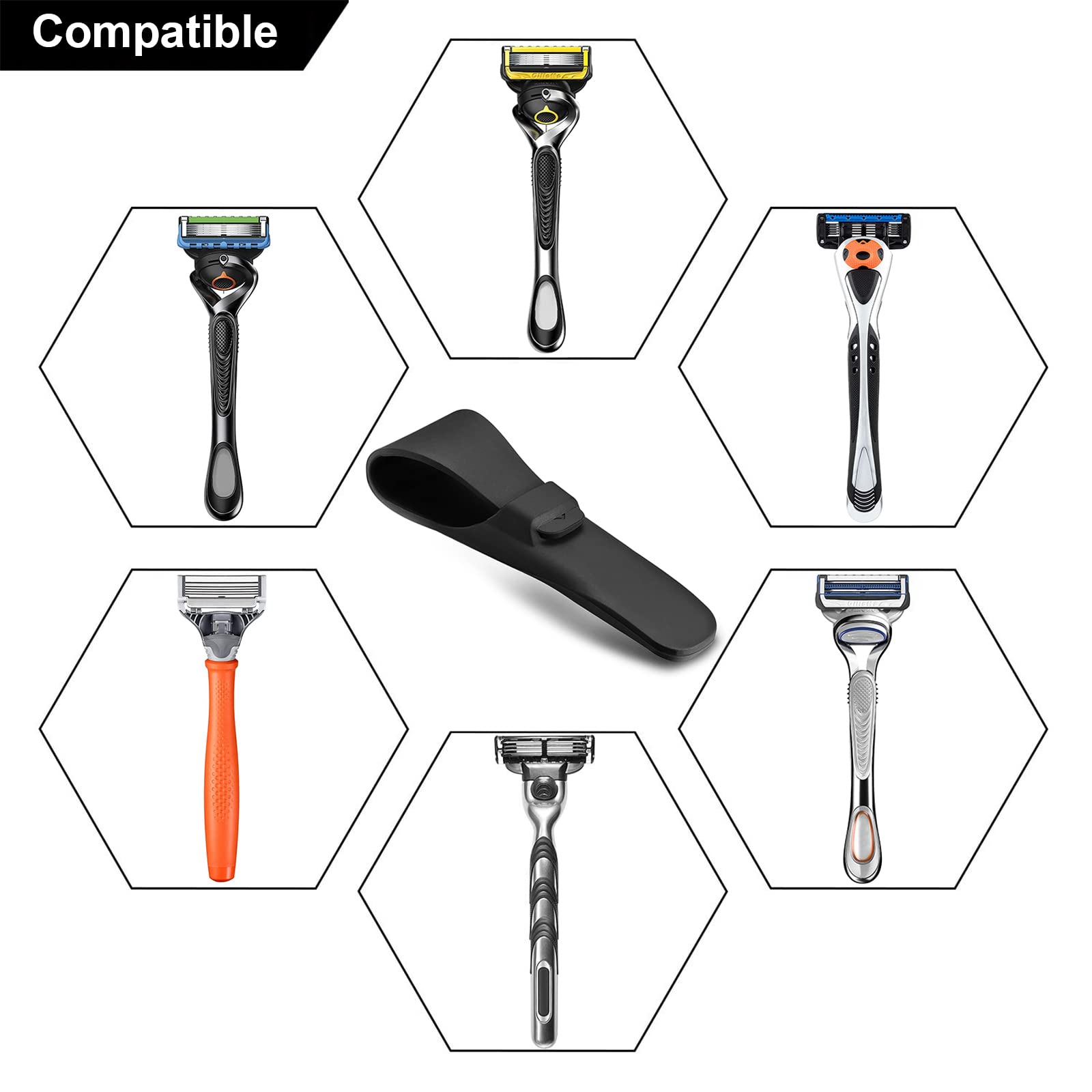 Waterproof Silicone Razor Travel Case - Soft Protective Cover for Most Manual Razors with 2 Cleaning Brushes (2 Pack) | Portable Shaving Kit for Gym, Travel & Home Storage