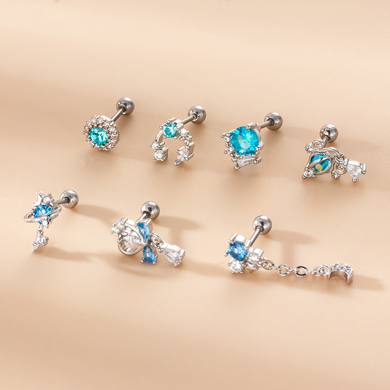 20G Surgical Steel Moon & Star Cartilage Stud Earrings for Forward Helix Piercing | Hypoallergenic Body Jewelry | Perfect for Everyday Wear & Special Occasions