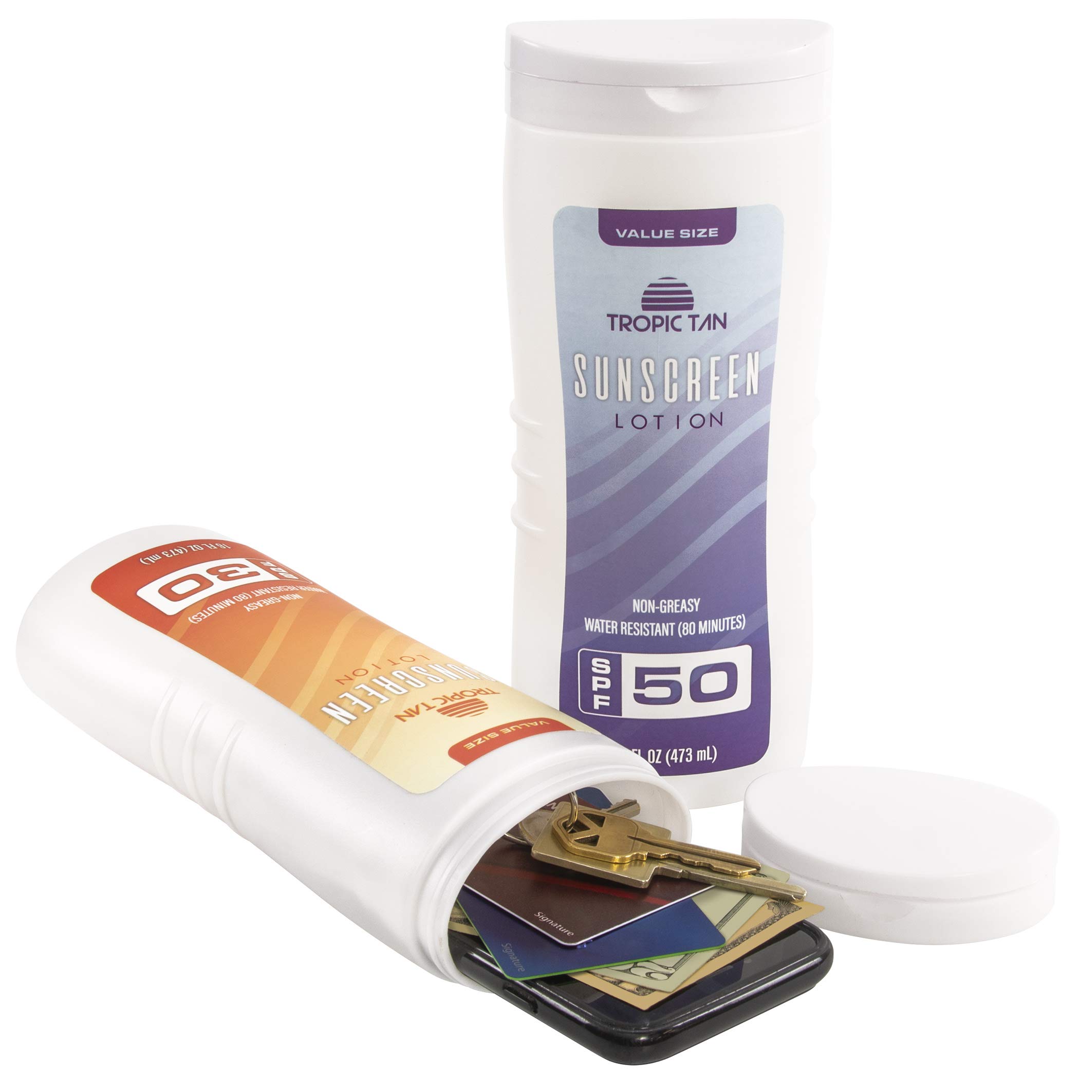 GoPong Sunscreen Diversion Safe Bottles 2 Pack - Waterproof Hidden Storage for Cash, Jewelry & Valuables - Perfect for Beach, Travel & Outdoor Adventures