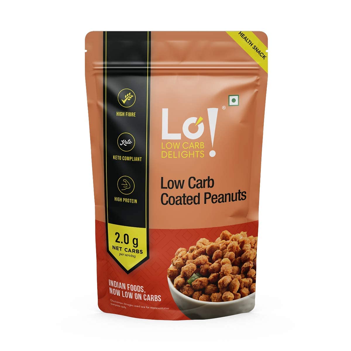 Keto Snacks - Low Carb Coated Peanuts (200g) | Only 2g Net Carbs | Lab Tested Keto Diet Food | High Protein Superfood | Perfect for Office Snacks, Travel & Weight Loss Journeys
