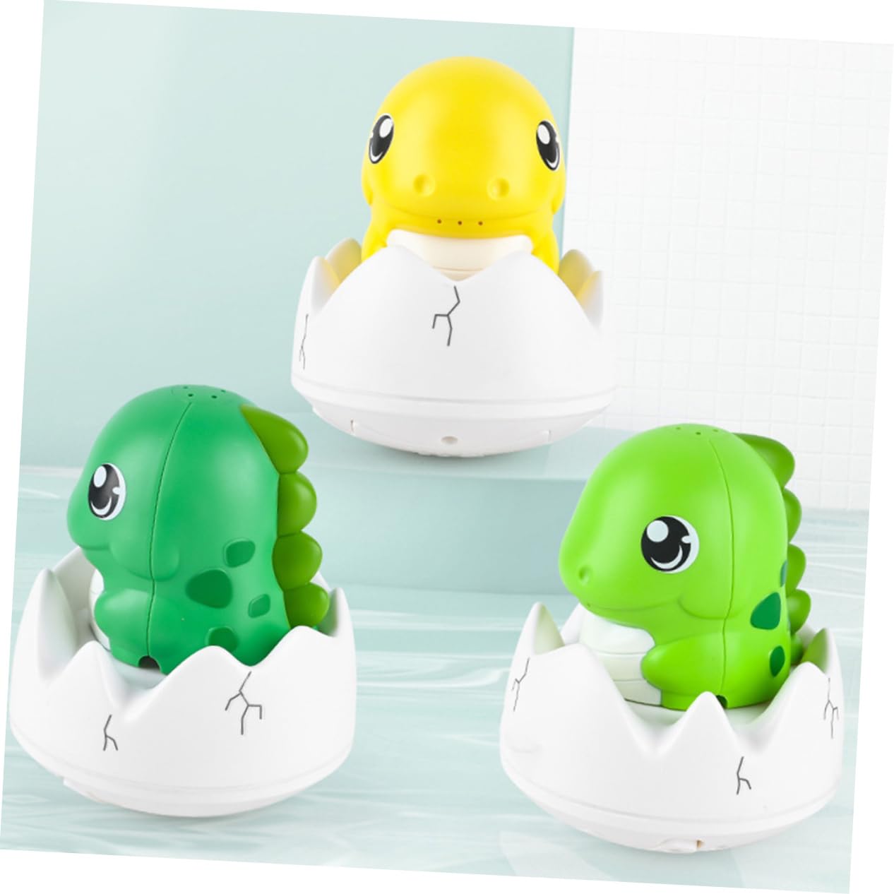 HEMOTON 2-Pack Dinosaur Bath Toys for Kids - Light Green Plastic Bathtub Spray Toys for Toddlers | Fun Bath Time Play for Boys & Girls, Water Squirters for Pool & Beach Play