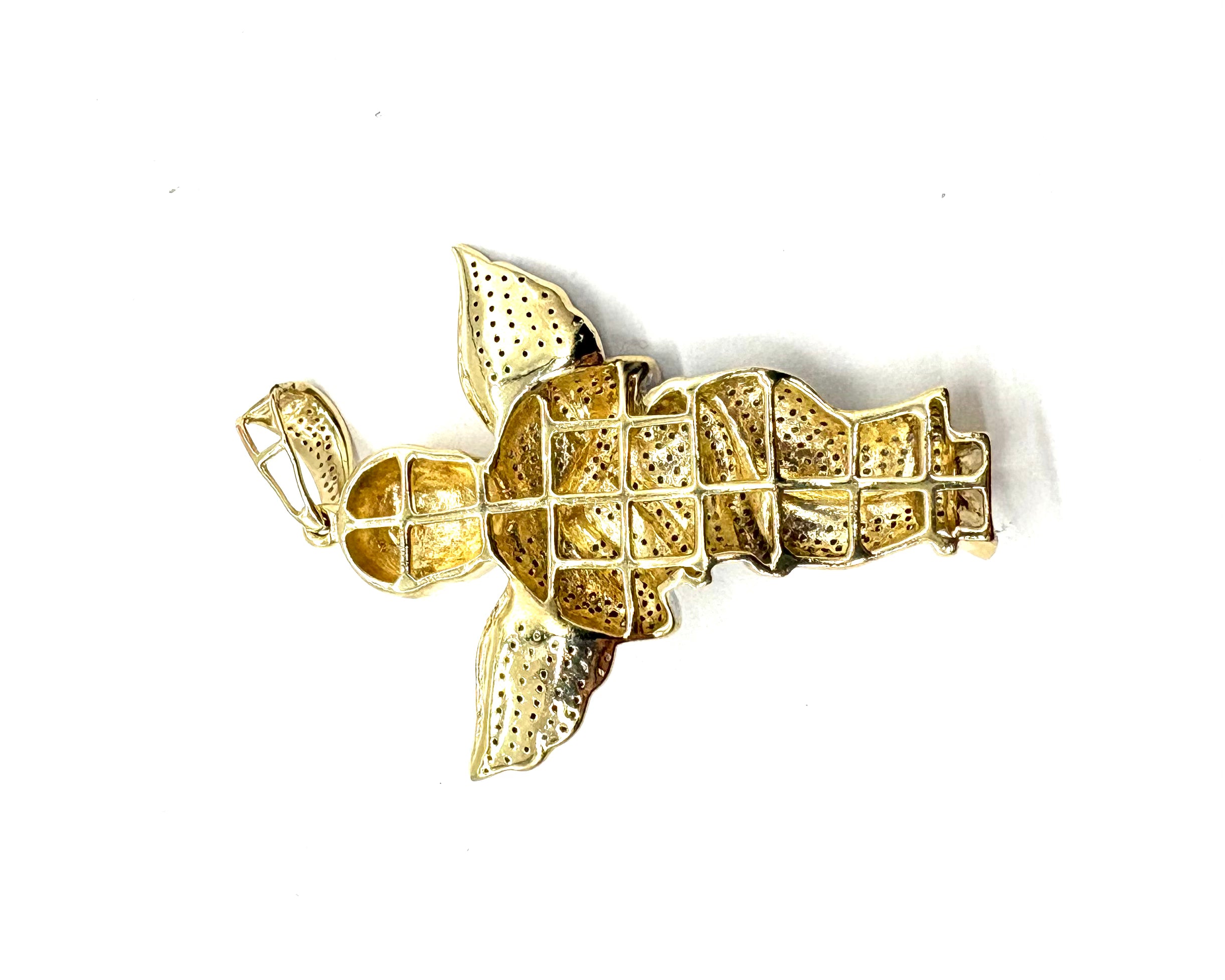 10K Yellow Gold Diamond Baby Angel Pendant Necklace - Elegant Gift for Baptism, Christening & Newborn Celebrations - Perfect for Birthdays, Baby Showers & Special Occasions