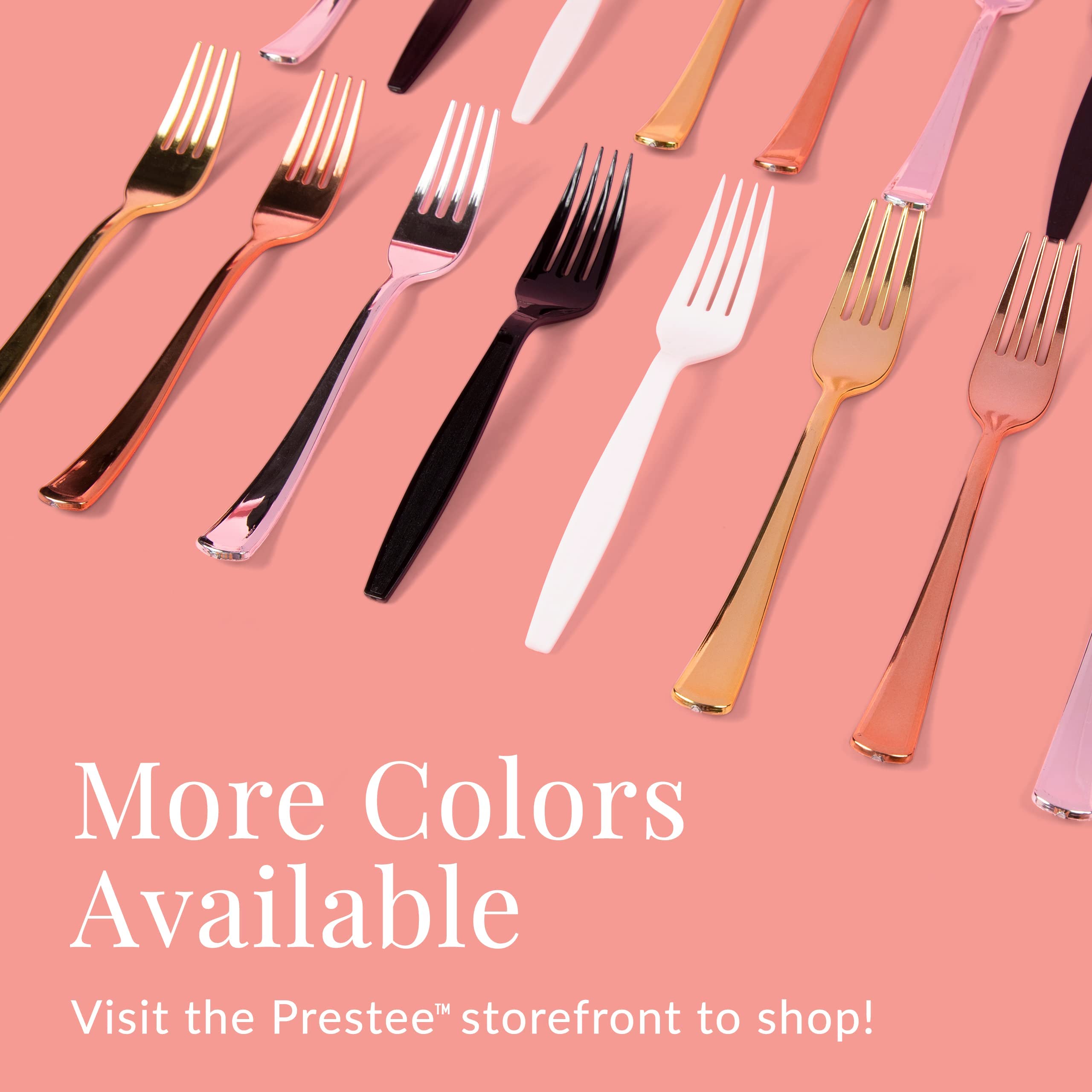 Prestee 100-Pack Heavy-Duty Silver Plastic Forks - Elegant Disposable Cutlery Set for Parties, Weddings, Holidays & Events - Durable Fancy Plastic Silverware for Catering, Picnics & Home Entertaining