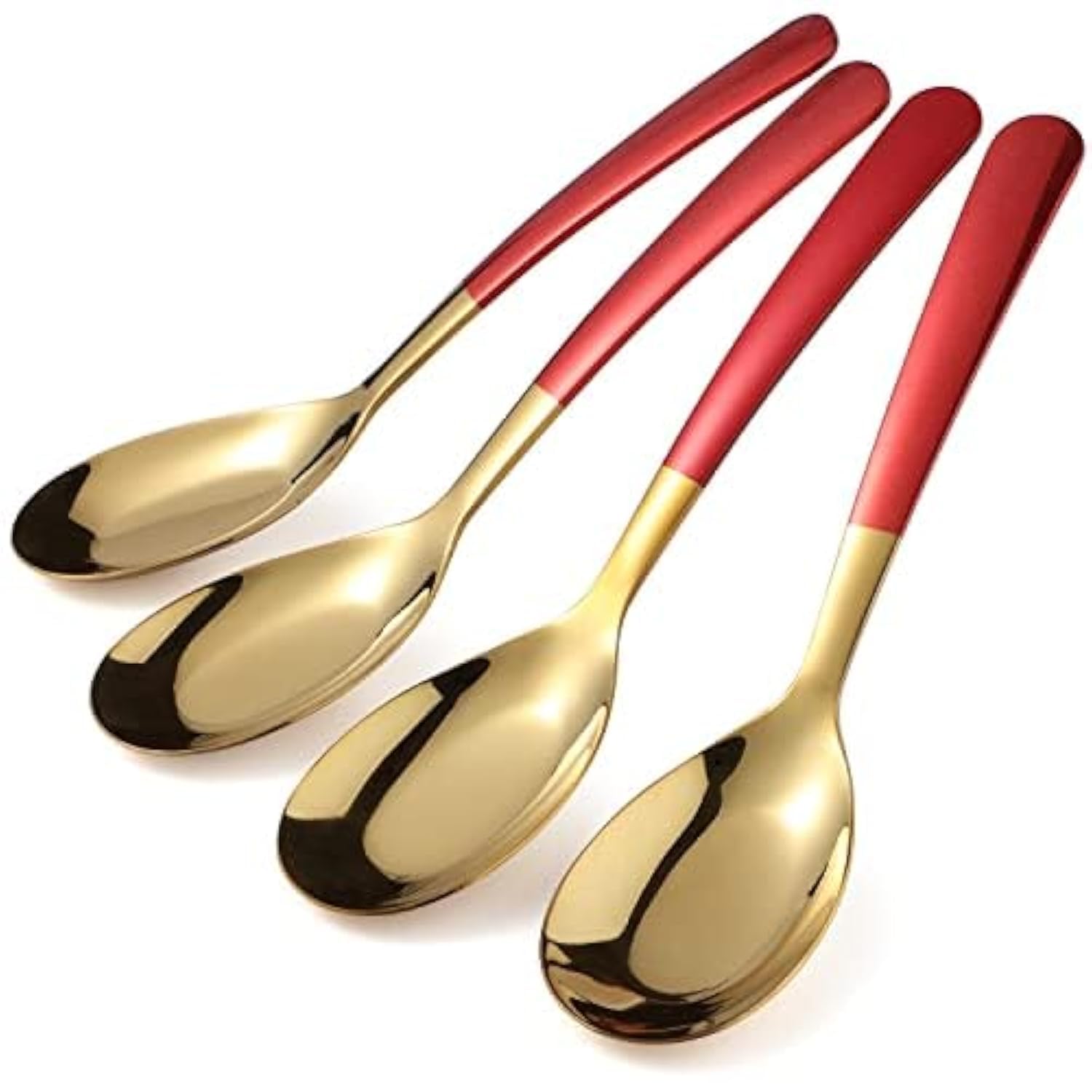 Premium Stainless Steel Dinner Spoons Set of 4 - Long Handle Mirror Polished Dessert Spoons for Ice Cream, Soup & Salad - Elegant Tableware for Restaurants, Dinner Parties & Home Use