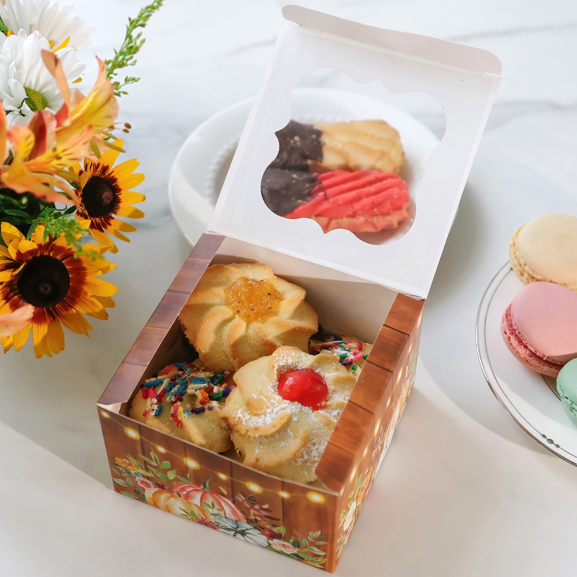 Premium Fall-Themed Cookie Boxes with Clear Window & Seal Sticker - 30-Pack for Autumn Treats, Holiday Gifts & Party Favors - Perfect for Thanksgiving, Halloween & Seasonal Baking Packaging