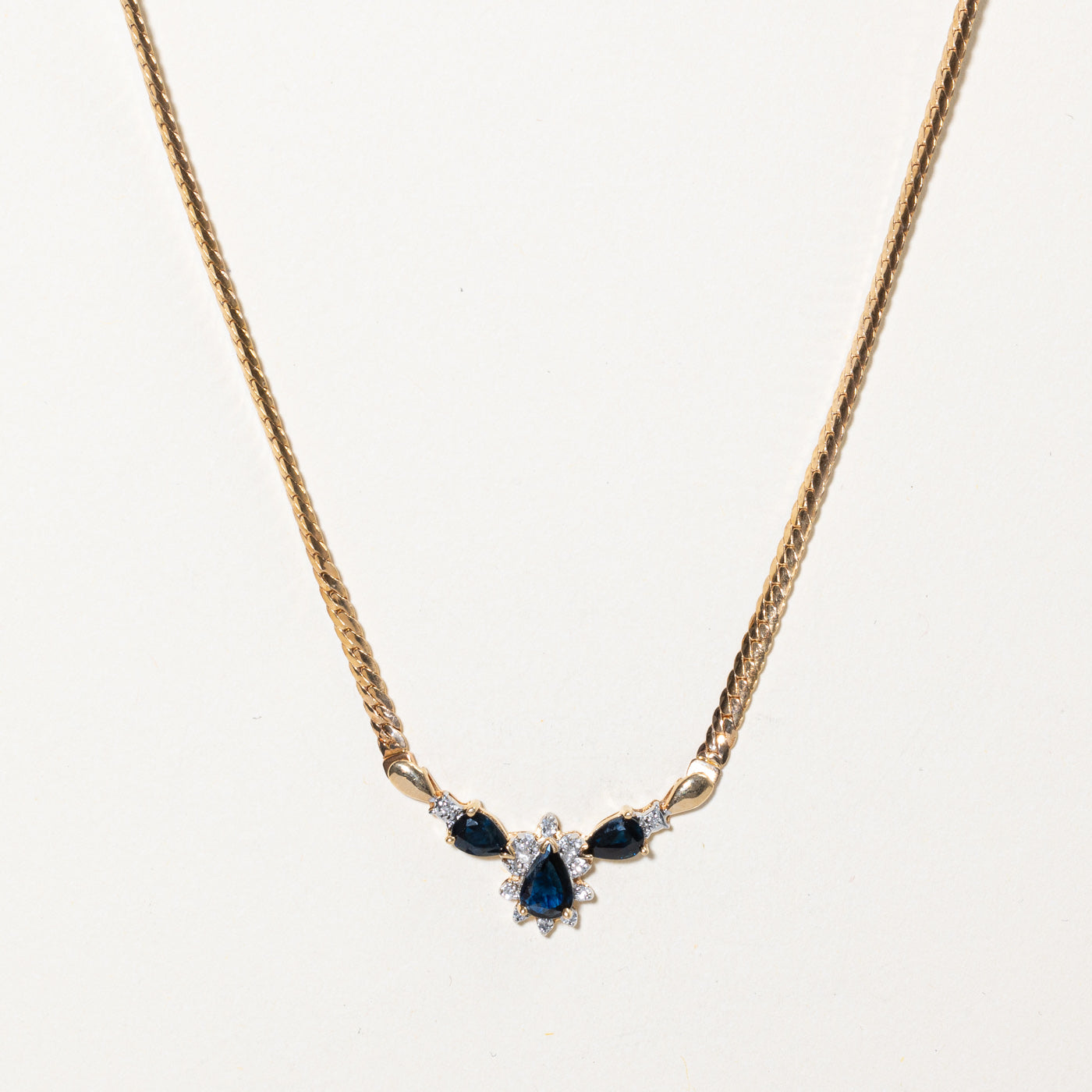 1.00ctw Sapphire & Diamond Pendant Necklace for Women - 0.12ctw Genuine Diamond Accents - 17