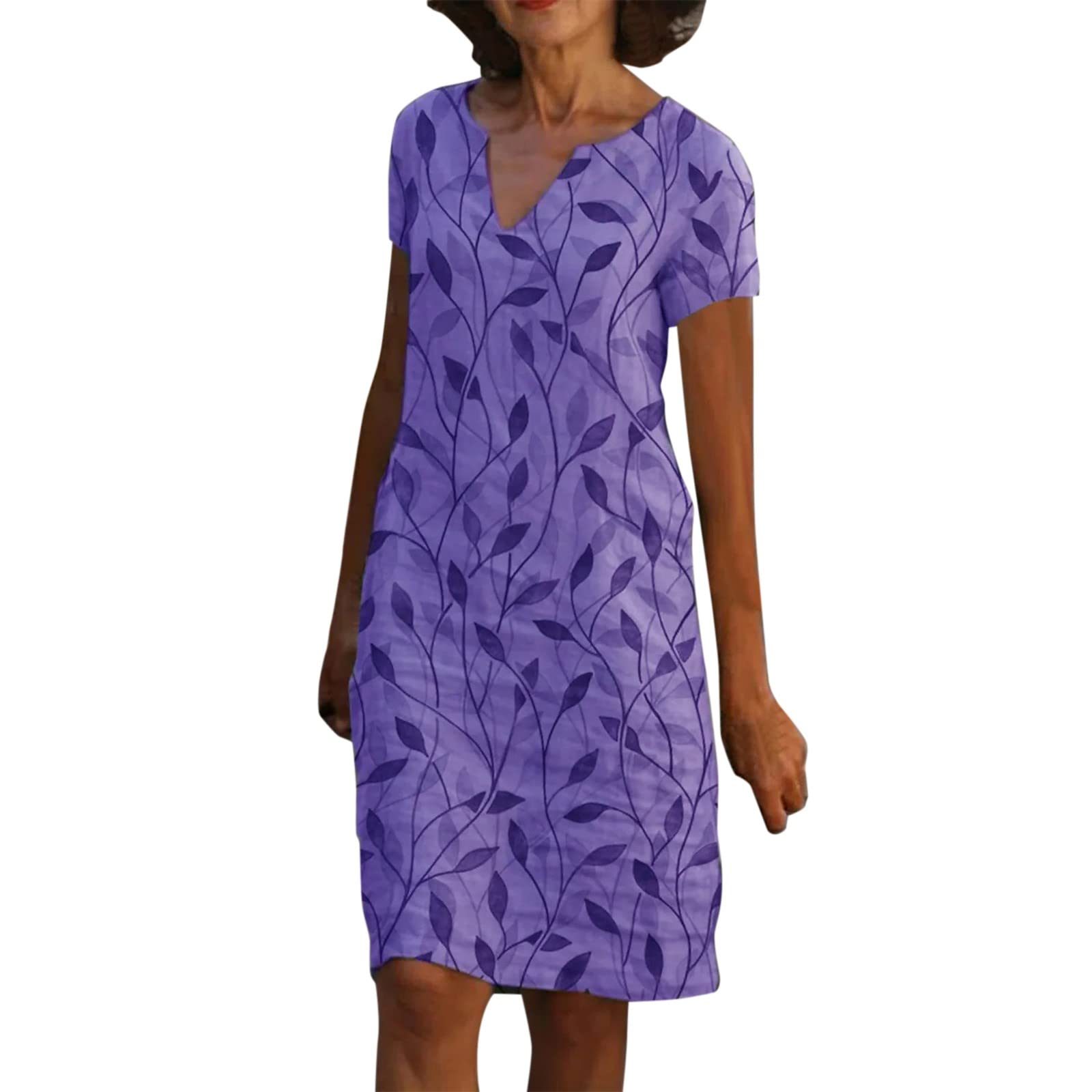 Women's Bodycon Dresses - Summer Casual Short Sleeve V-Neck Loose Comfortable Dress for Night Out, Party & Daily Wear