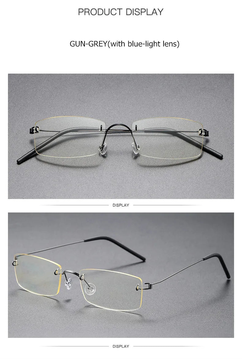 Aimee Unisex Rimless Square Screwless Titanium Eyeglasses 2120 - Lightweight Durable Frame for Reading, Computer Work & Everyday Wear