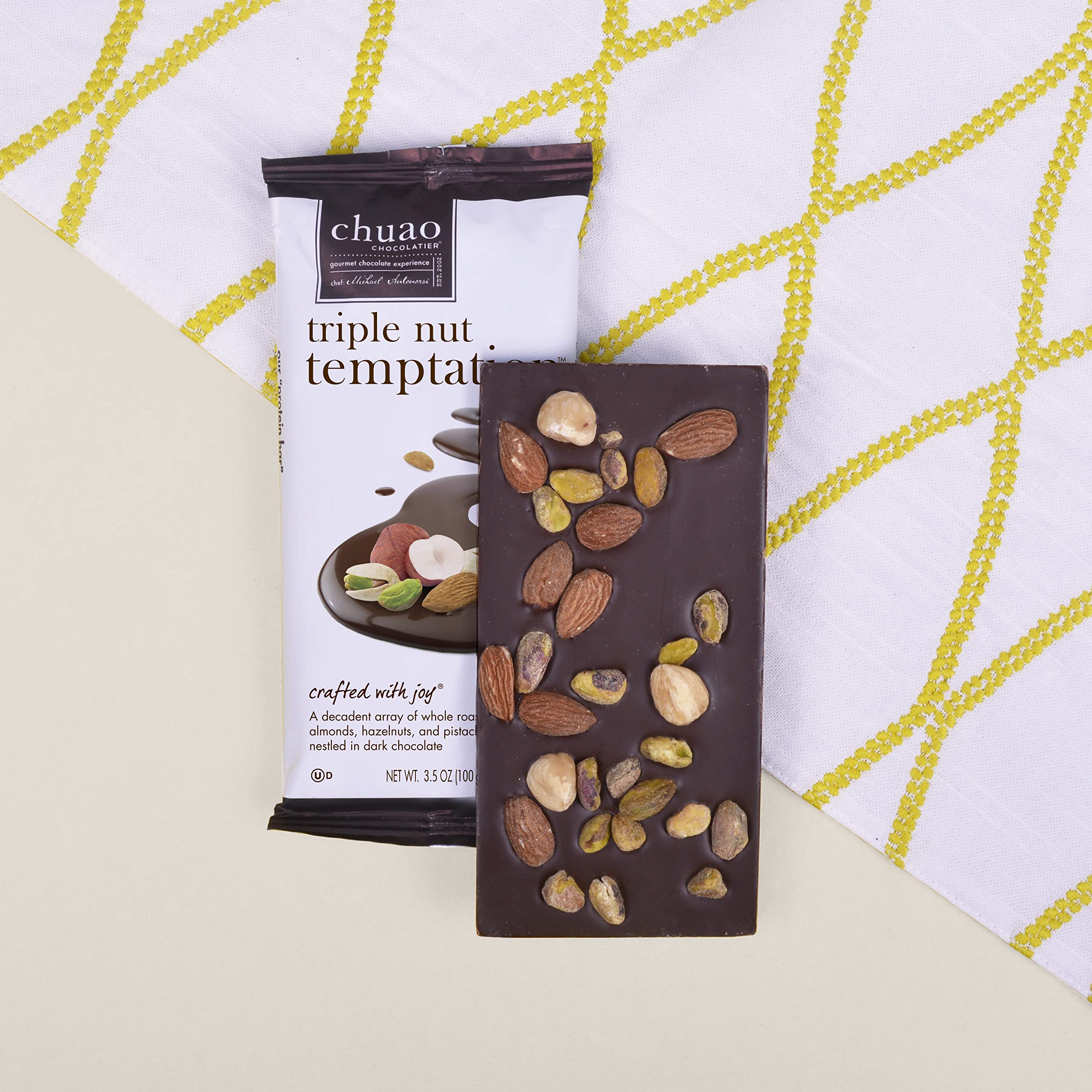 Chuao Chocolatier Triple Nut Temptation Dark Chocolate Bars - Gourmet 70% Cocoa Snacks - 10 Pack (2.8oz Each) - Perfect for Gift Baskets, Birthdays, Thank You Gifts & Care Packages - Ideal for Holiday Parties, Office Treats & Chocolate Lovers