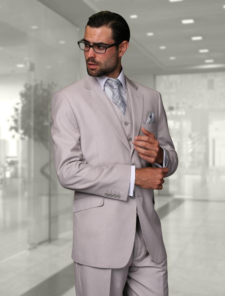 Premium Men's 3-Piece Tailored Fit Wool Suit in Ash Gray | Business Formal Attire for Weddings, Interviews & Office Wear | Slim Fit Suit Jacket with Vest & Pants