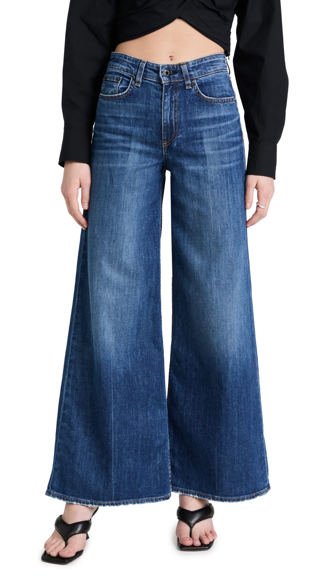 ASKK NY Women's Wide Leg Gunnison Jeans - High Waisted Stretch Denim Pants for Casual & Office Wear | Comfortable Fashion for Everyday Outfits