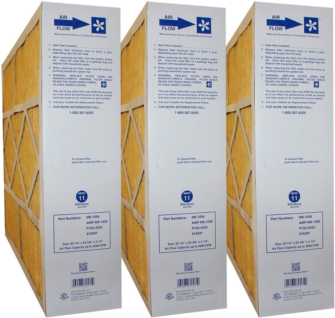 Goodman Five Seasons M8 1056 Totaline P102 2025 20x25x5 MERV 11 Air Filter - 3 Pack - High Efficiency Furnace Filters for Home HVAC Systems, Allergies & Dust Control