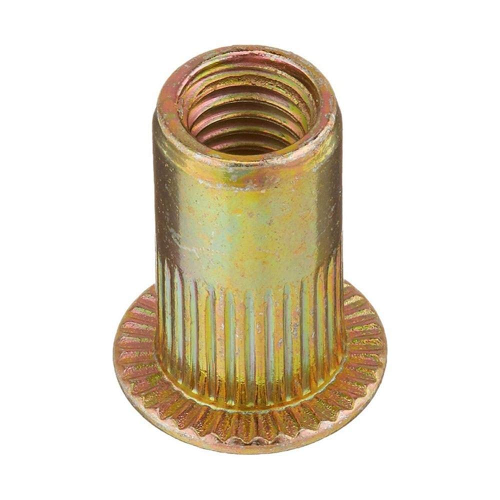 YITAQI M10 Carbon Steel Rivet Nuts - 60pcs Threaded Insert Nutsert Rivnuts Kit for Home Hardware & DIY Projects - Flat Head Fasteners for Metal, Wood & Plastic Assembly