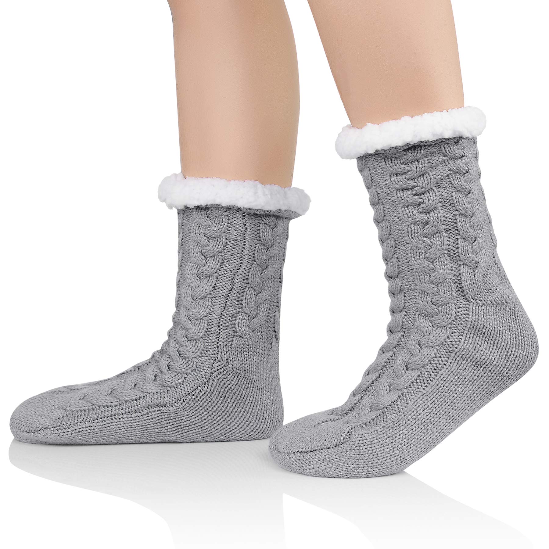 Zando Cozy Fleece Socks for Women & Elderly - Non-Slip Winter Warm Socks with Grips - Perfect for Cold Weather, Home, Hospital & Gift Giving