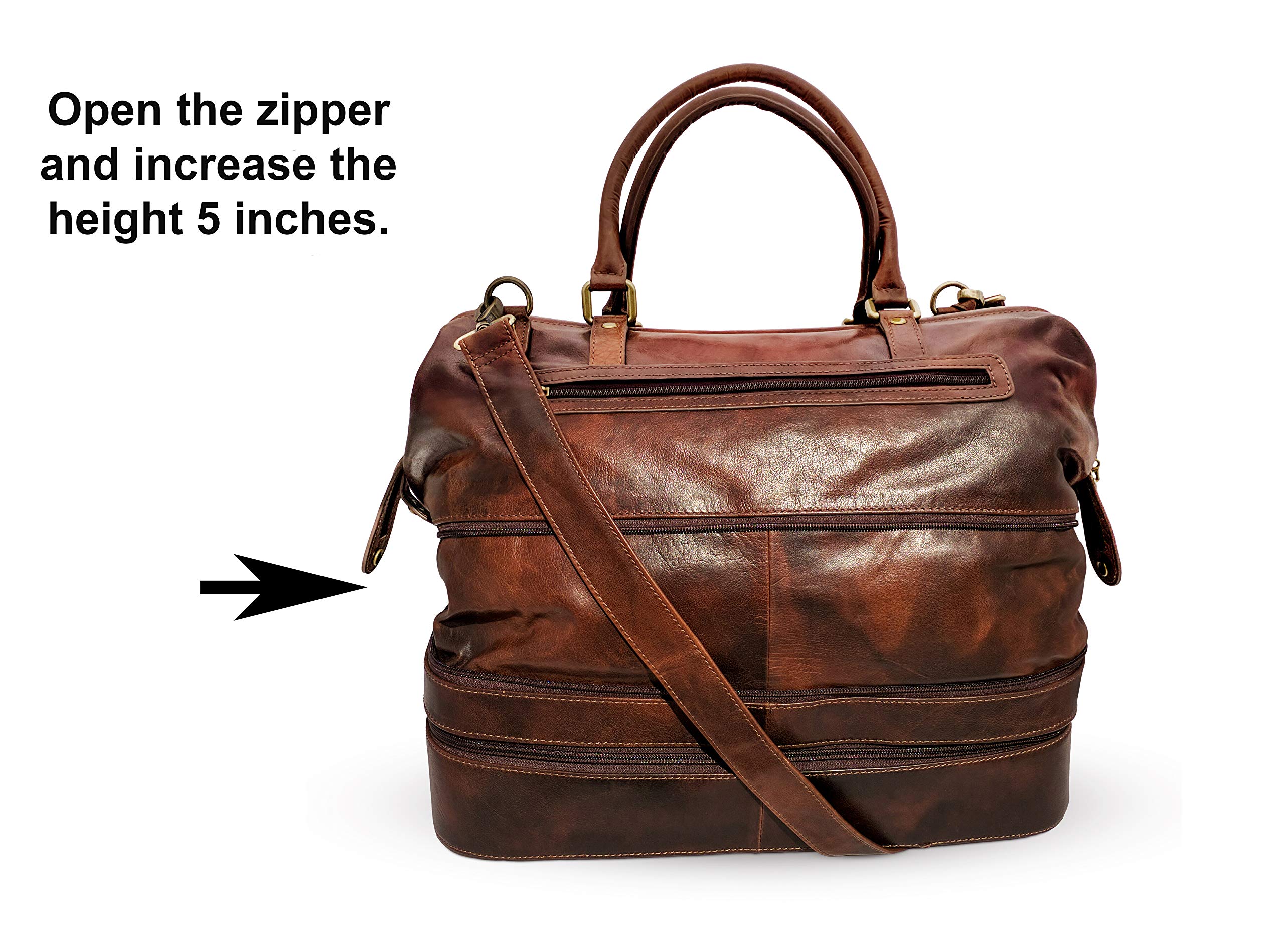 Premium Leather Duffle Bag for Travel & Adventure - Spacious Weekender Luggage with Shoe Compartment | Perfect for Gym, Weekend Getaways & Business Trips