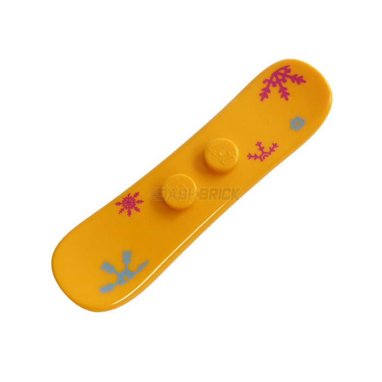 LEGO Minifigure Snowboard Accessory with Decal - Snowflakes Design in Bright Light Orange [93218pb06] - Perfect for Winter Themed LEGO Sets and Snow Adventure Scenes