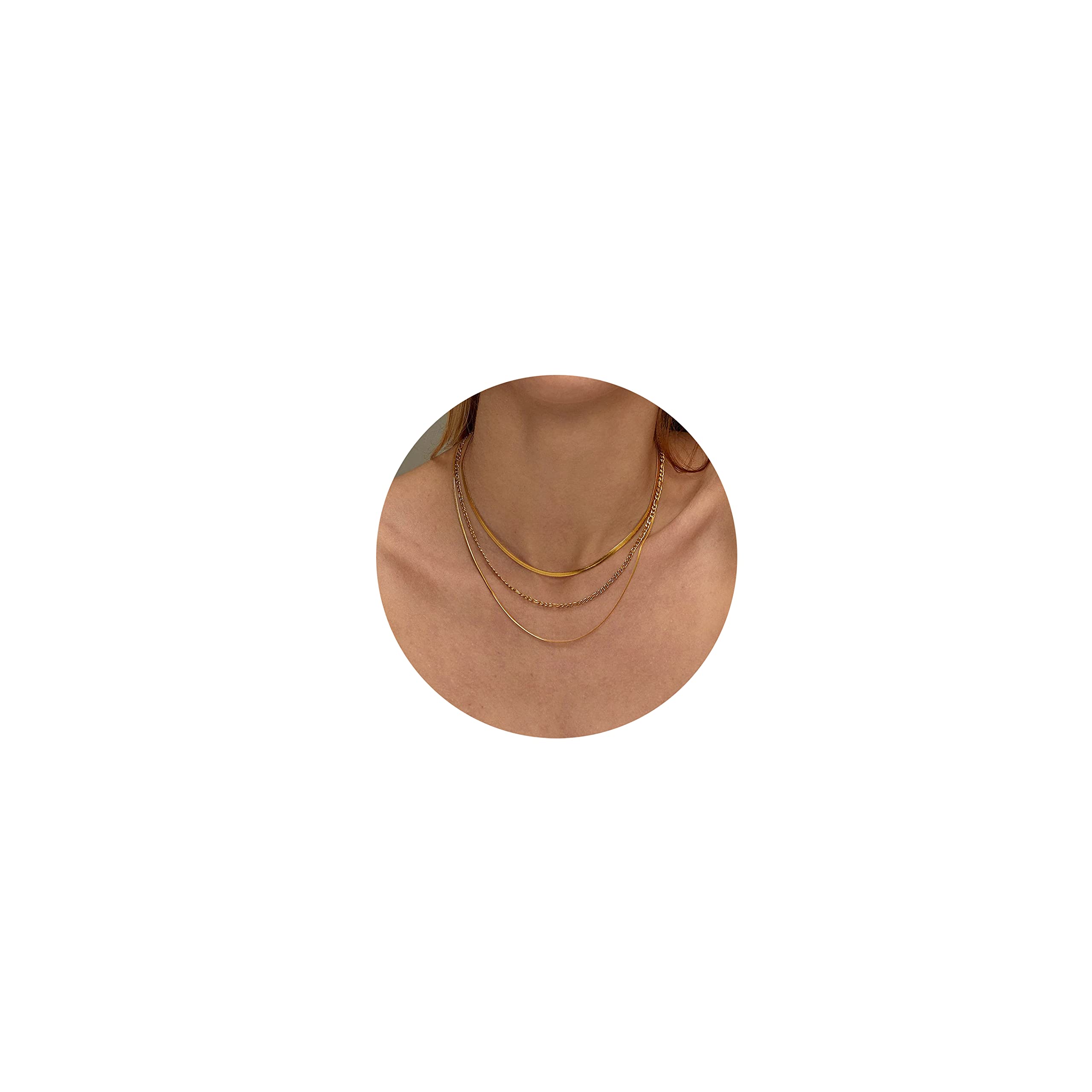 14K Gold Filled Herringbone Choker Necklace for Women - Dainty Layered Paperclip Rope Snake Chain - Perfect for Teen Girls Gifts, Everyday Wear & Special Occasions