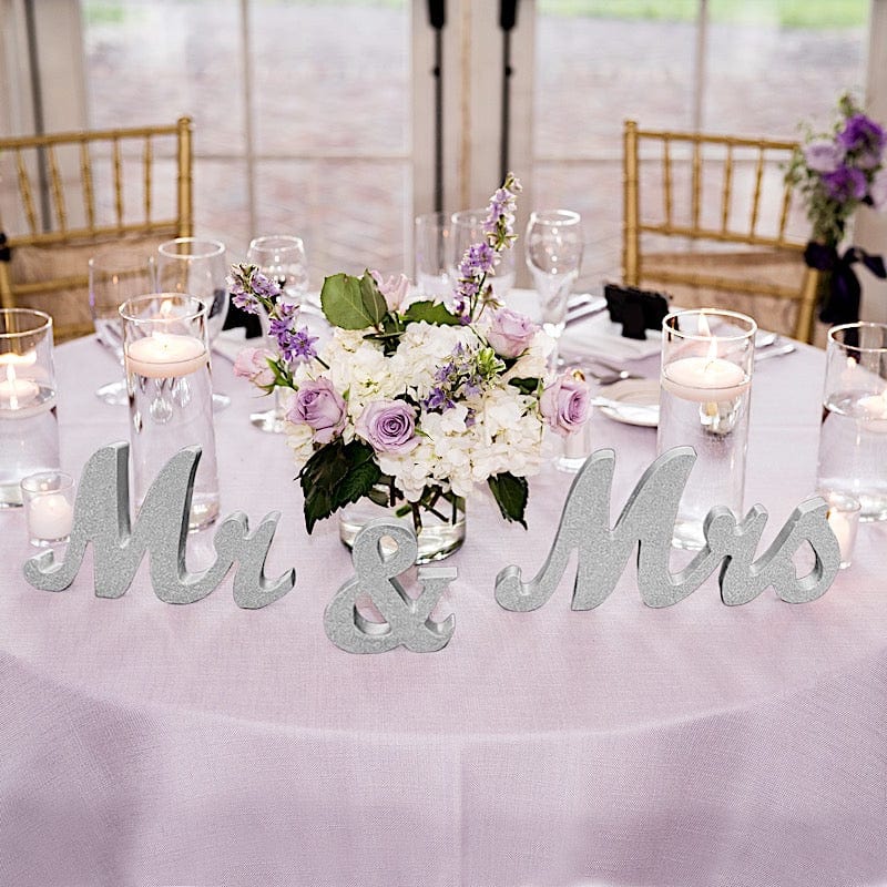 Glittered Wooden Mr & Mrs Freestanding Wedding Table Signs - Elegant Couple Name Display for Wedding Reception, Anniversary & Romantic Decor