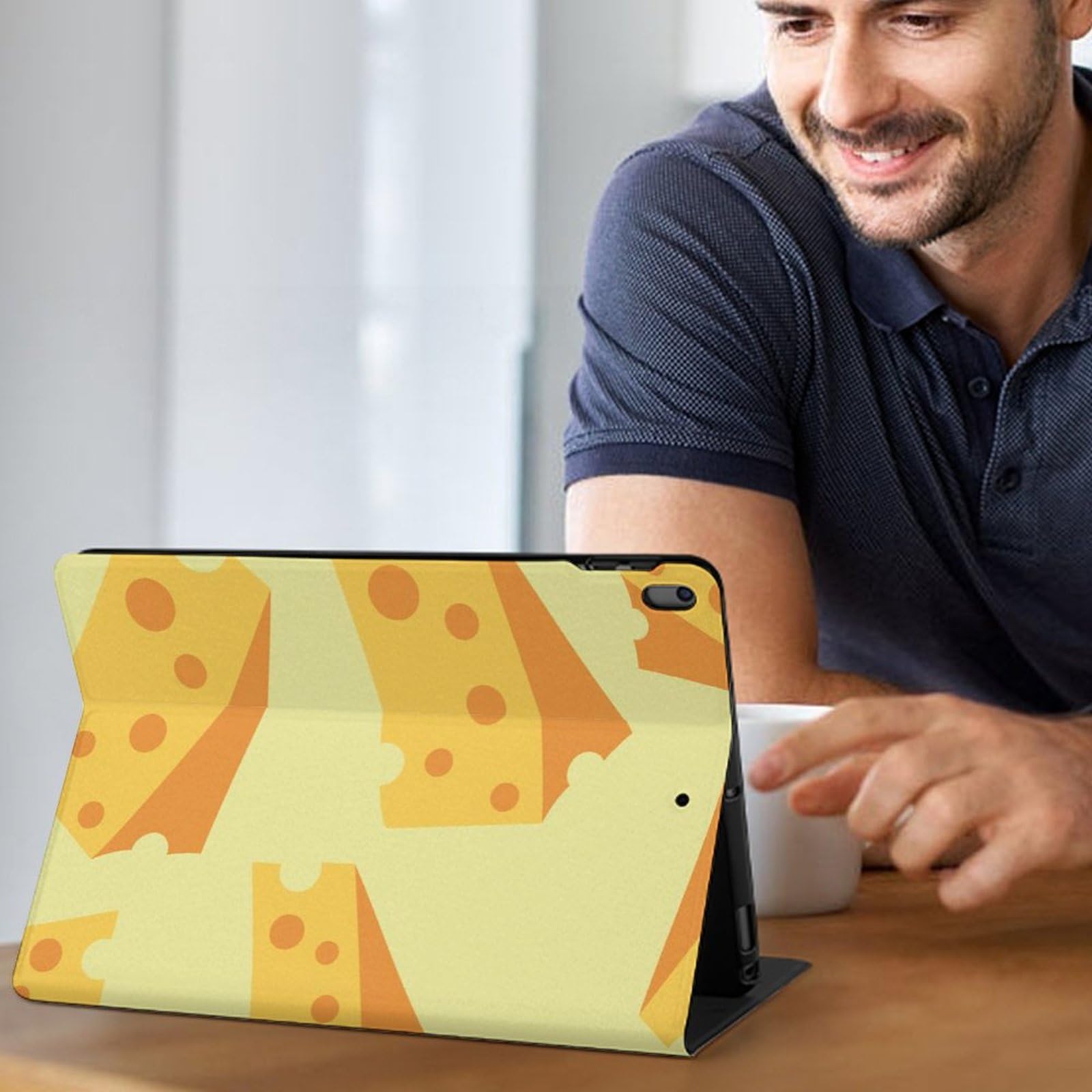 Food Themed Tasty Cheese iPad Pro/Air 3 (10.5in) Case - Multi-Angle Stand with Auto Wake/Sleep | Perfect for Kitchen, Office & Travel Use
