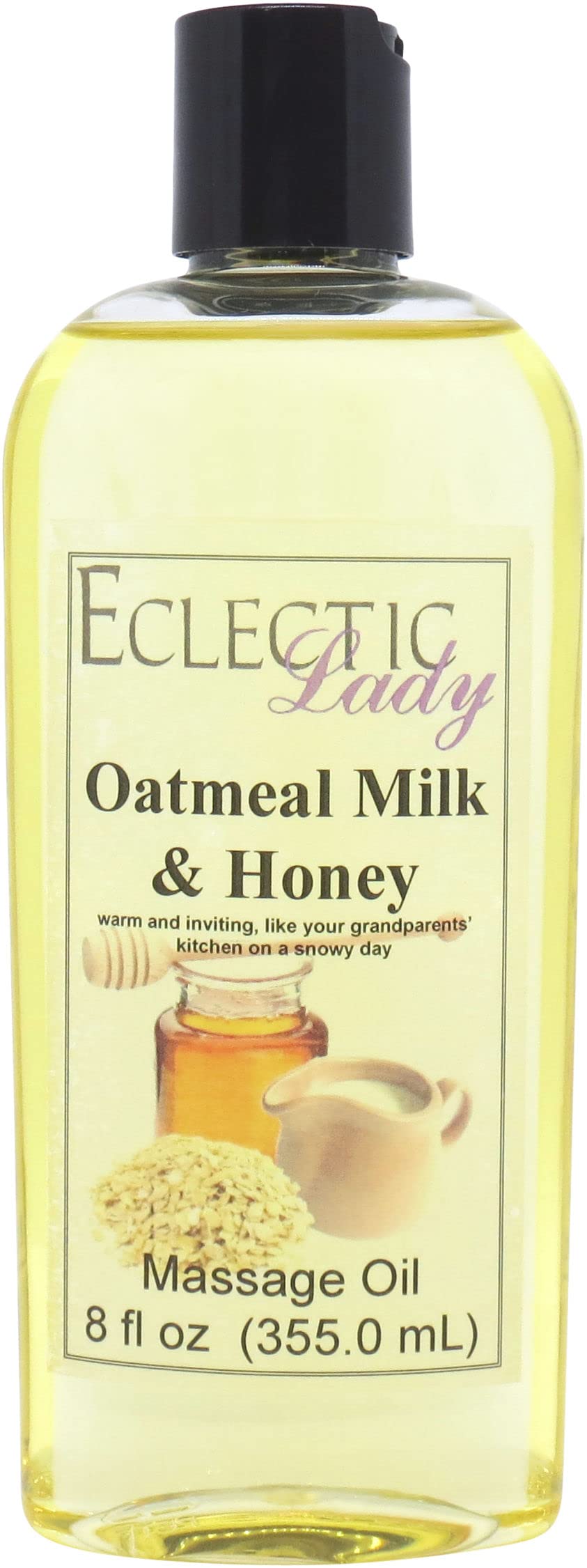 Oatmeal Milk and Honey Massage Oil - 8 oz Natural Blend with Sweet Almond & Jojoba Oil | Preservative-Free Aromatherapy Massage Oil for Relaxation, Couples Massage & Spa Treatments