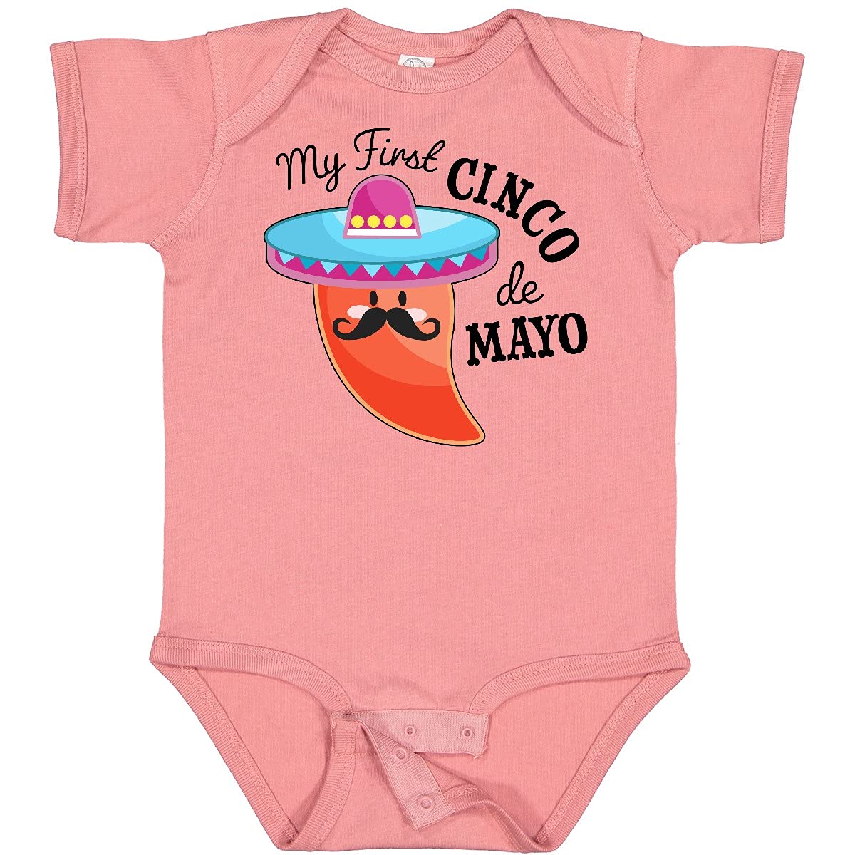 Inktastic My First Cinco De Mayo - Pepper in a Sombrero Baby Bodysuit | Cute Mexican-Themed Infant Onesie for Boys & Girls | Perfect for Cinco de Mayo Celebrations, Fiestas & Photo Shoots