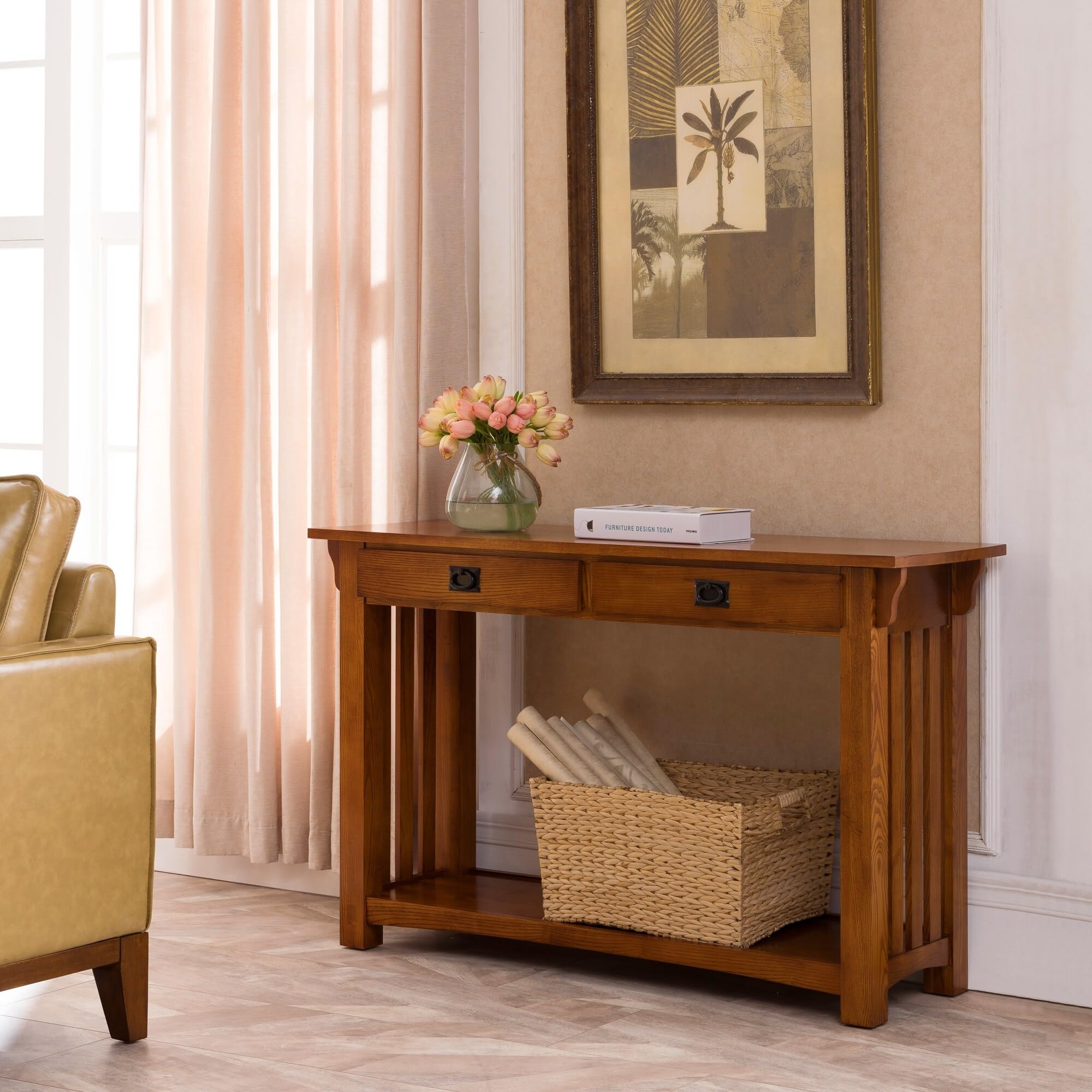 Leick Home Mission Console Table - Rustic Wood Entryway Sofa Table, Hallway Furniture for Living Room, Bedroom & Foyer Decor