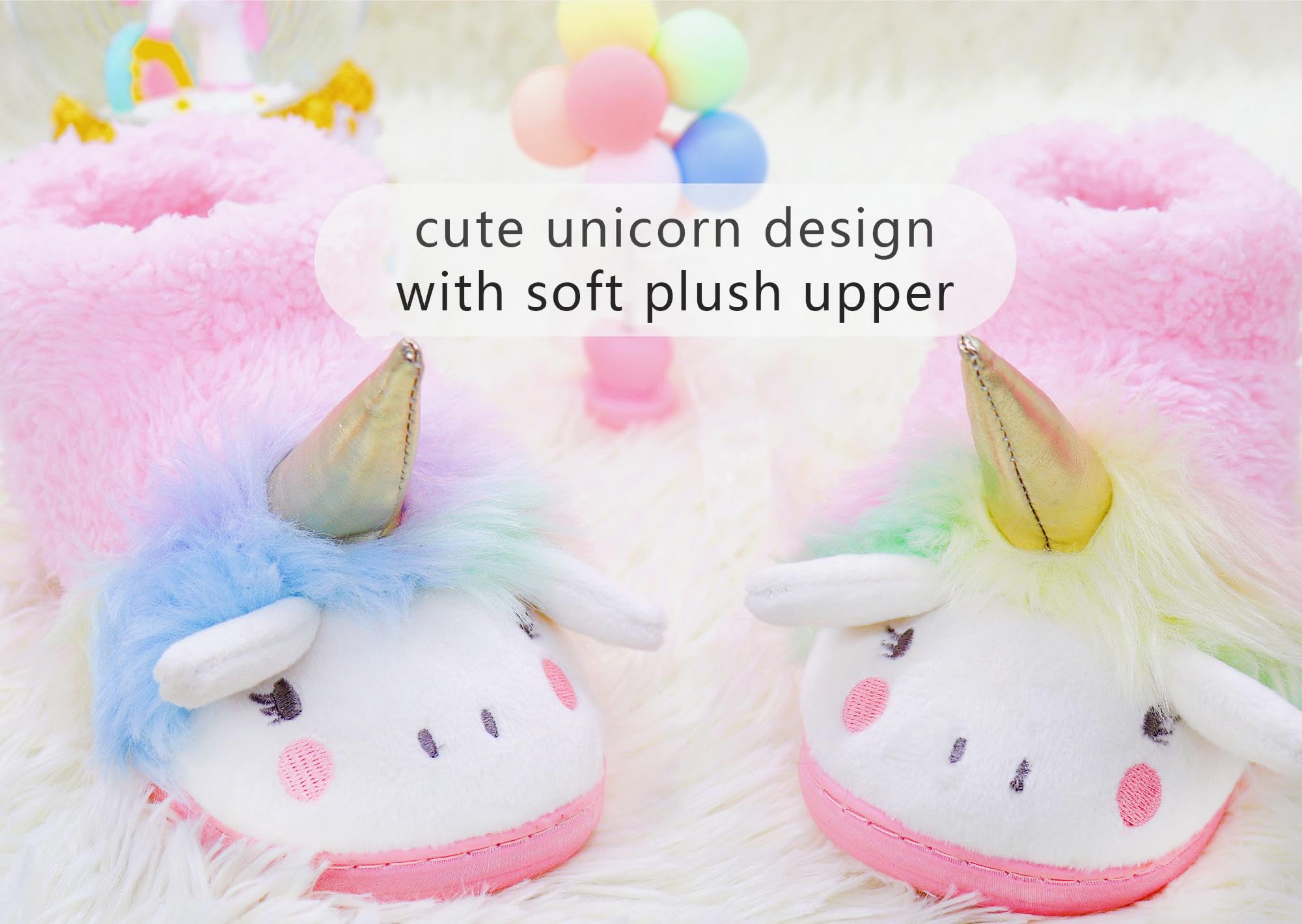 **Adorable Unicorn Slippers for Girls - Soft Plush Toddler & Kids House Shoes with Anti-Slip Sole - Warm Indoor & Outdoor Slippers for Playtime, Bedtime & Cozy Home Wear**