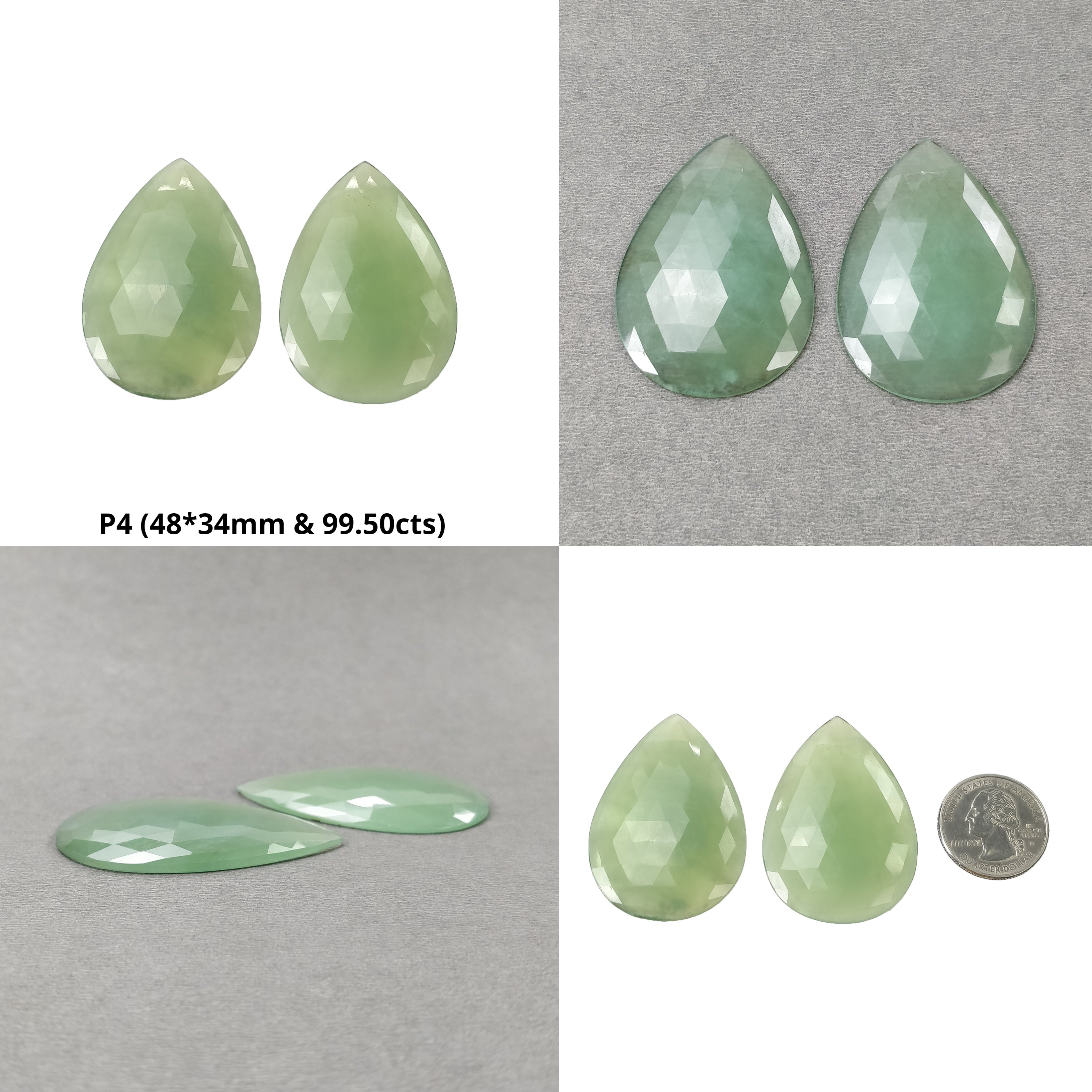 Natural Untreated Antigorite Serpentine Gemstone - Rose Cut Pear & Oval Shape (10mm, 48x34mm) - Single, Pair or Set - Perfect for Jewelry Making, Healing Crystals & Mineral Collections