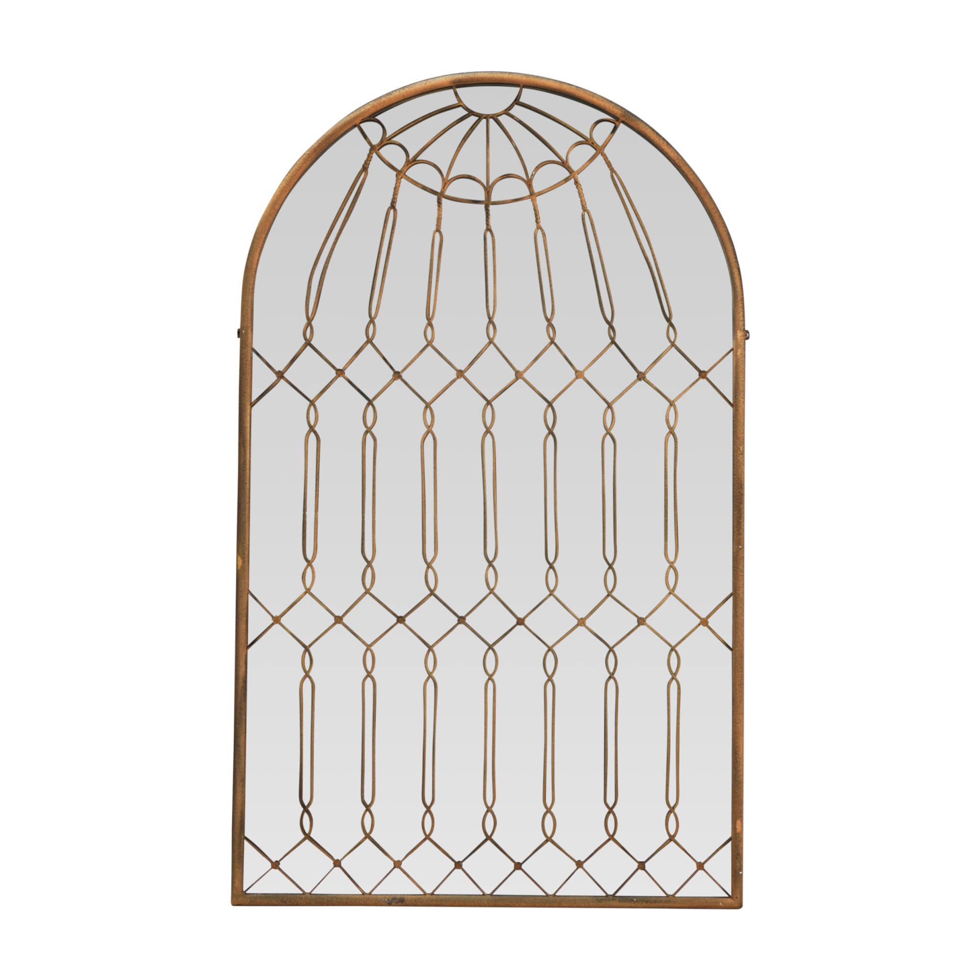 Creative Co-Op Arched Mirror with Decorative Iron Cage Design - Vintage Wall Mirror for Living Room, Bedroom & Entryway Décor