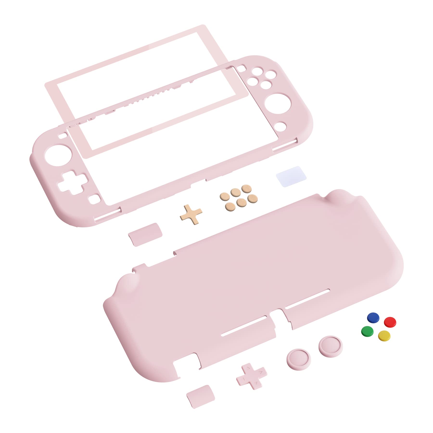 eXtremeRate PlayVital Protective Grip Case for Nintendo Switch Lite - Cherry Blossom Pink Hard Cover with Tempered Glass Screen Protector | Durable Protection for Gaming On-The-Go, Travel & Daily Use