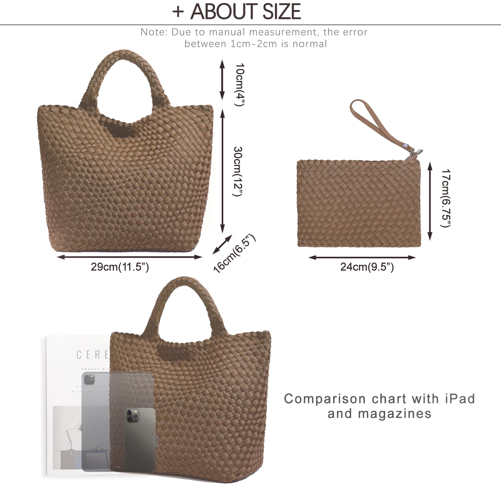 Stylish JINMANXUE Woven Hobo Bag for Women - Neoprene Tote with Large Capacity, Patchwork Design & Handmade Details | Perfect for Work, Travel & Casual Outings