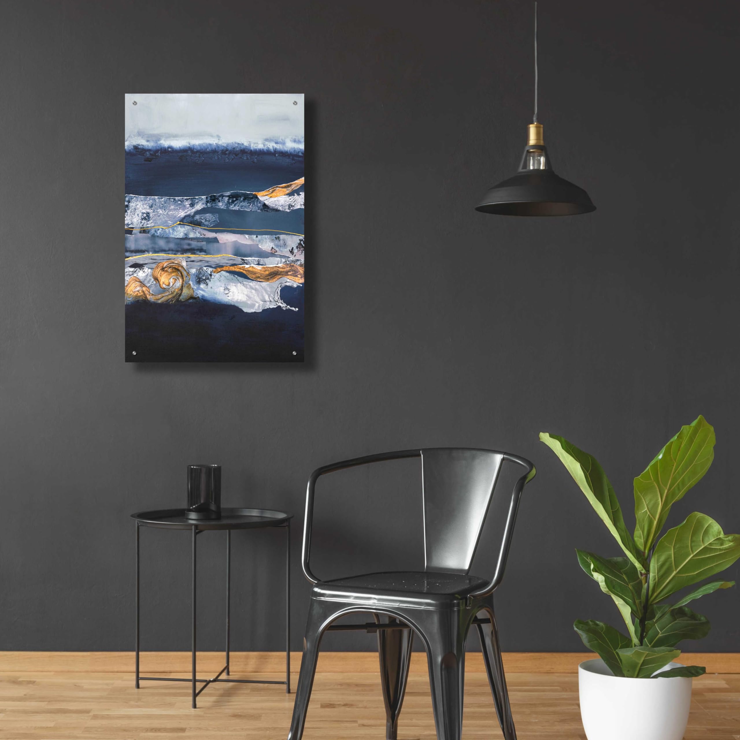 Epic 'Element Water' Acrylic Glass Wall Art by Design Fabrikken - 24x36 Inches Modern Abstract Painting for Living Room, Bedroom & Office Decor