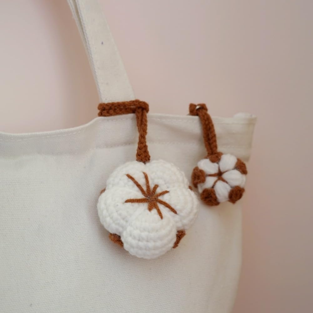 Handmade Crochet Cotton Keychain Set of 2 - Boho Key Rings, Bag Charms & Hanging Ornaments for Home Decor, Gifts, and DIY Crafts | Perfect for Keys, Bags, Backpacks, and Room Decor