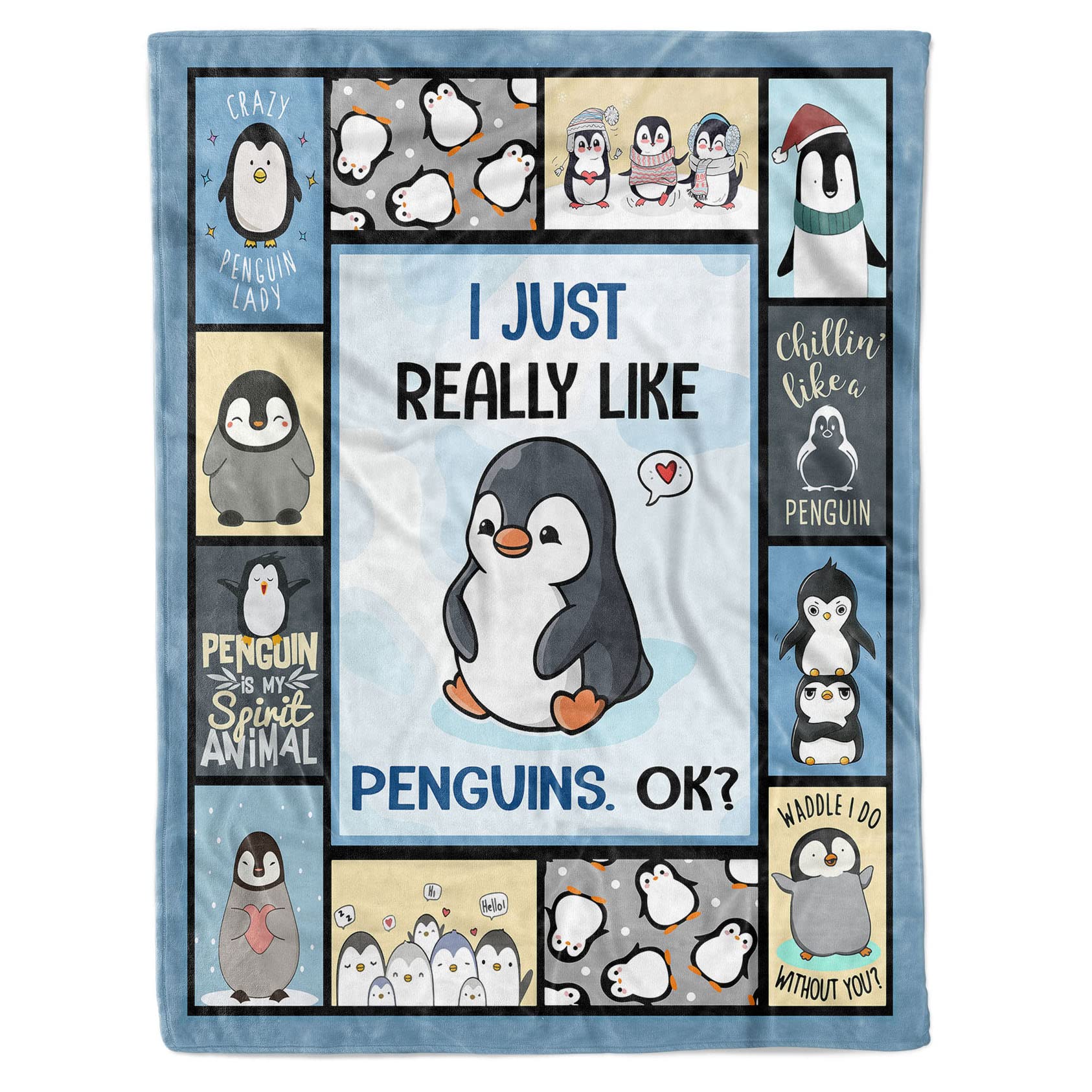 Custom Name Baby Blanket - Personalized Penguin Fleece Blanket for Newborns | Soft & Cozy Gift for Baby Showers, Birthdays & Christmas | Nursery Essentials & Photo Prop