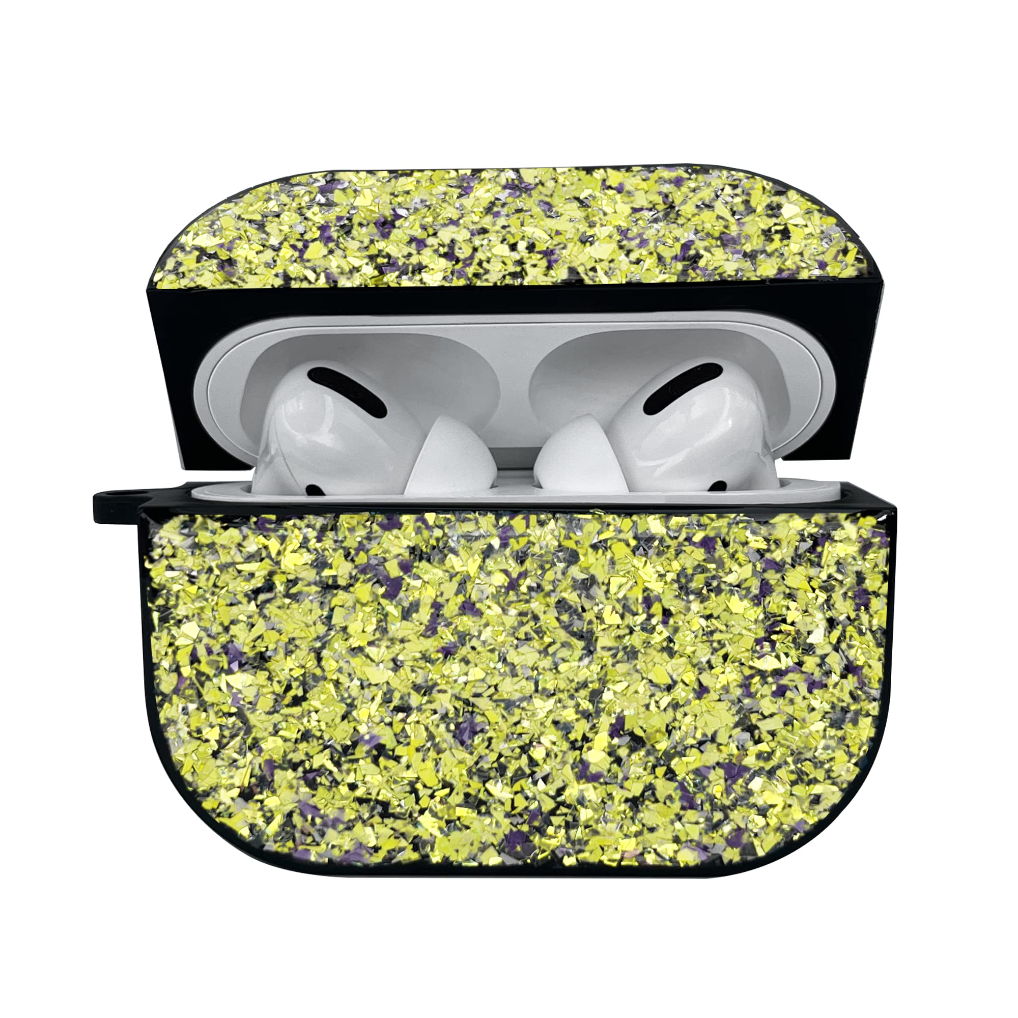 **ARBLEL AirPods Pro Case 2019 - Glitter Epoxy Resin Protective Cover with Keychain, Cute & Stylish Design for Women & Girls (Black-01) - Perfect for Daily Use, Travel & Gifts**