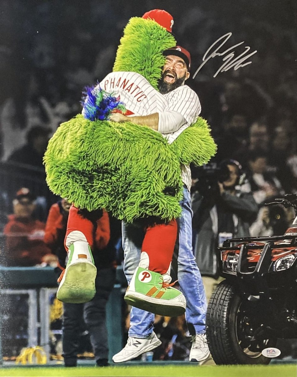 Jason Kelce Autographed 16x20 Philadelphia Phanatic Hug Photo with PSA ITP Hologram - Perfect for Eagles Fans, Sports Memorabilia Collectors & Man Cave Decor