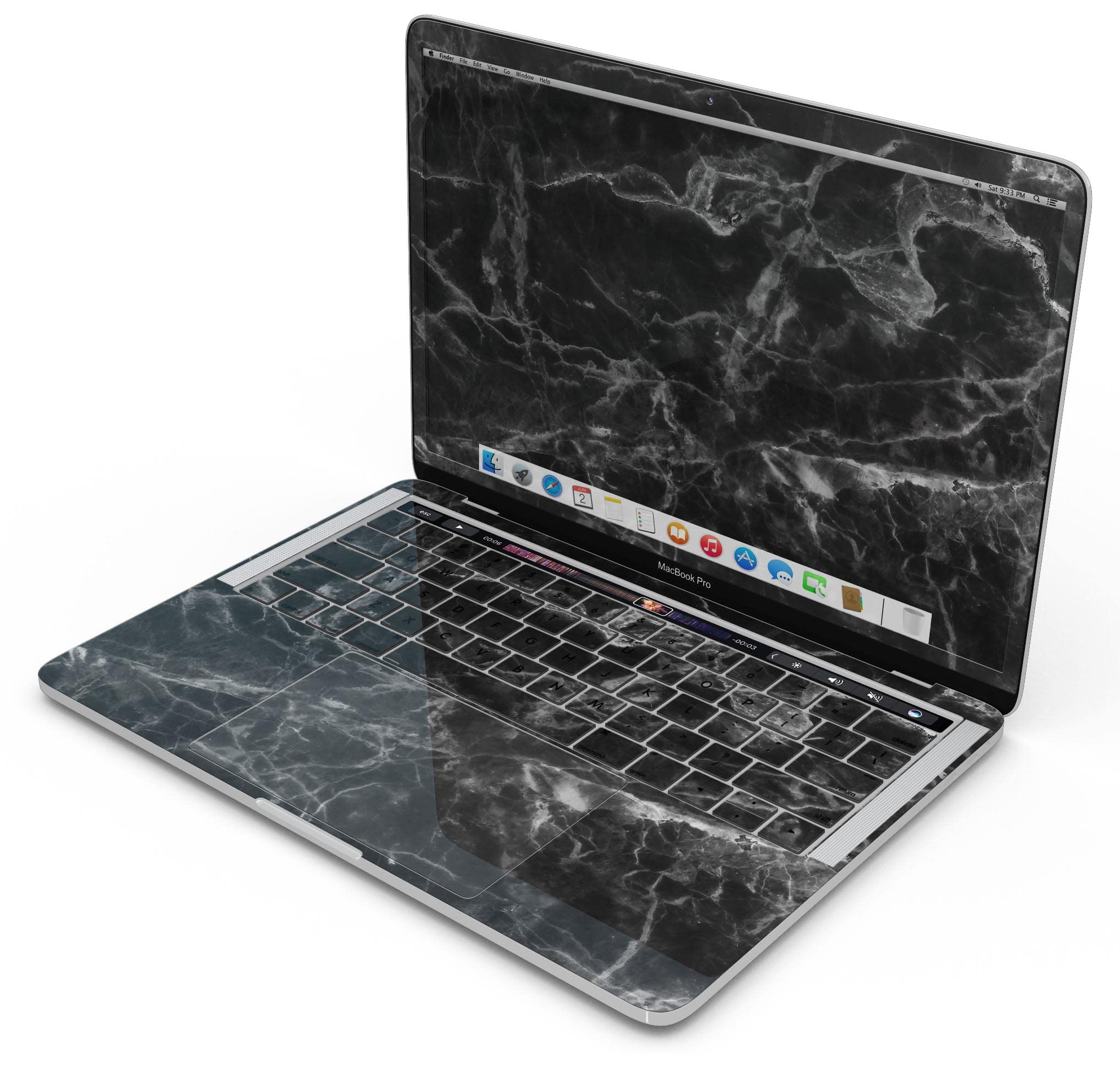 Premium Smooth Black Marble Vinyl Wrap - Scratch Resistant Full-Body Skin for MacBook Pro 16