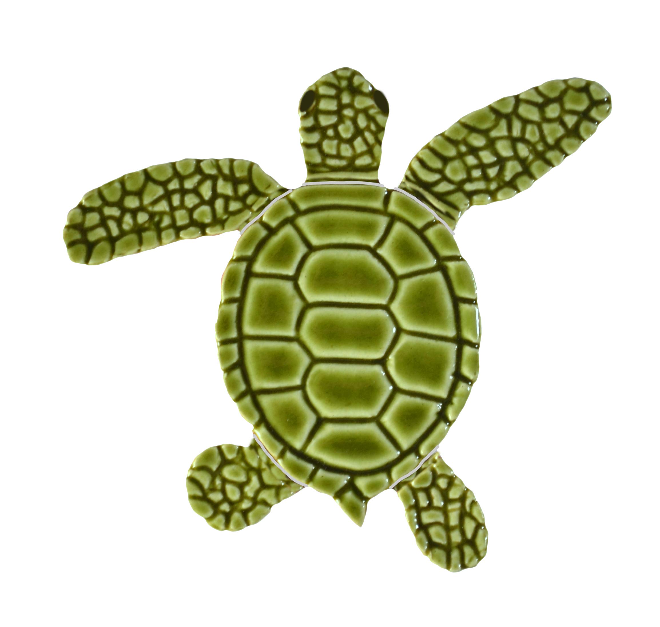 Mini Loggerhead Turtle Ceramic Swimming Pool Mosaic Tile - 4 Inch Green Sea Turtle Decor for Pools, Spas & Backyard Landscaping (Style A) | Perfect for DIY Pool Renovation, Aquatic Themed Decor & Garden Accents