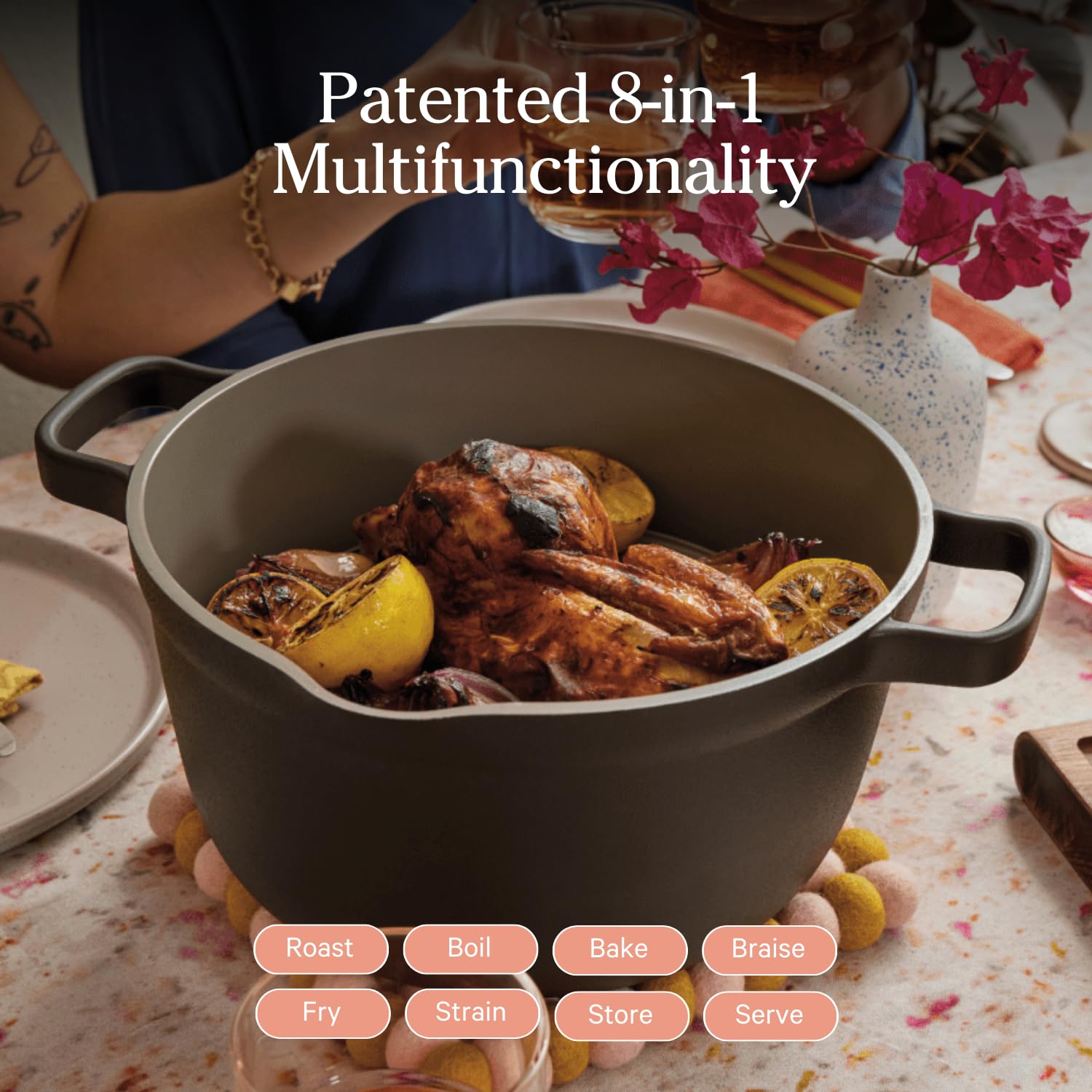 Our Place Perfect Pot - 5.5 Qt Nonstick Ceramic Saucepan with Lid | PTFE & PFOA-Free Healthy Cookware for Stovetop & Oven | Steam, Bake, Braise, Roast | Easy Clean Non-Toxic Ceramic Coating | Sage Green | Perfect for Soups, Stews & Pasta Dishes