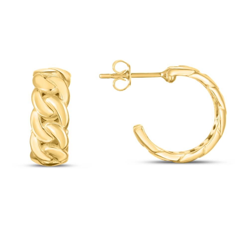 14K Gold Chunky Curb Chain Hoop Earrings for Women - Trendy Statement Jewelry for Parties, Weddings & Everyday Wear