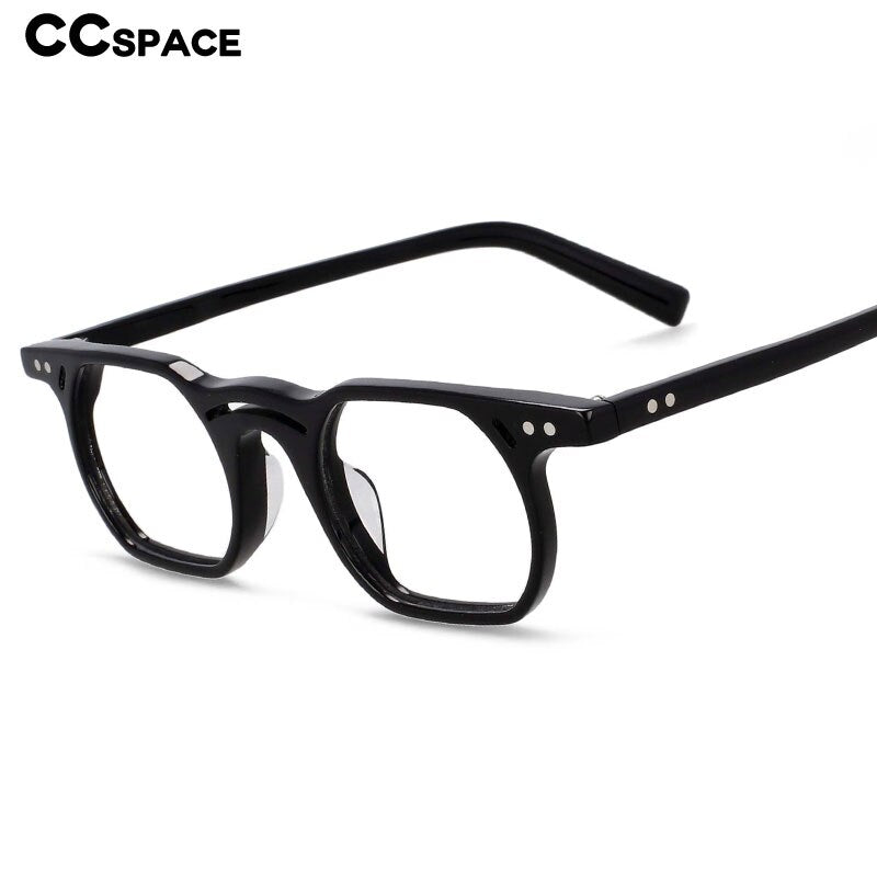CCspace Unisex Full Rim Polygonal Round Acetate Double Bridge Frame Eyeglasses 54540 - Stylish Retro Glasses for Men & Women, Lightweight Comfortable Reading Glasses for Office, Driving & Daily Wear