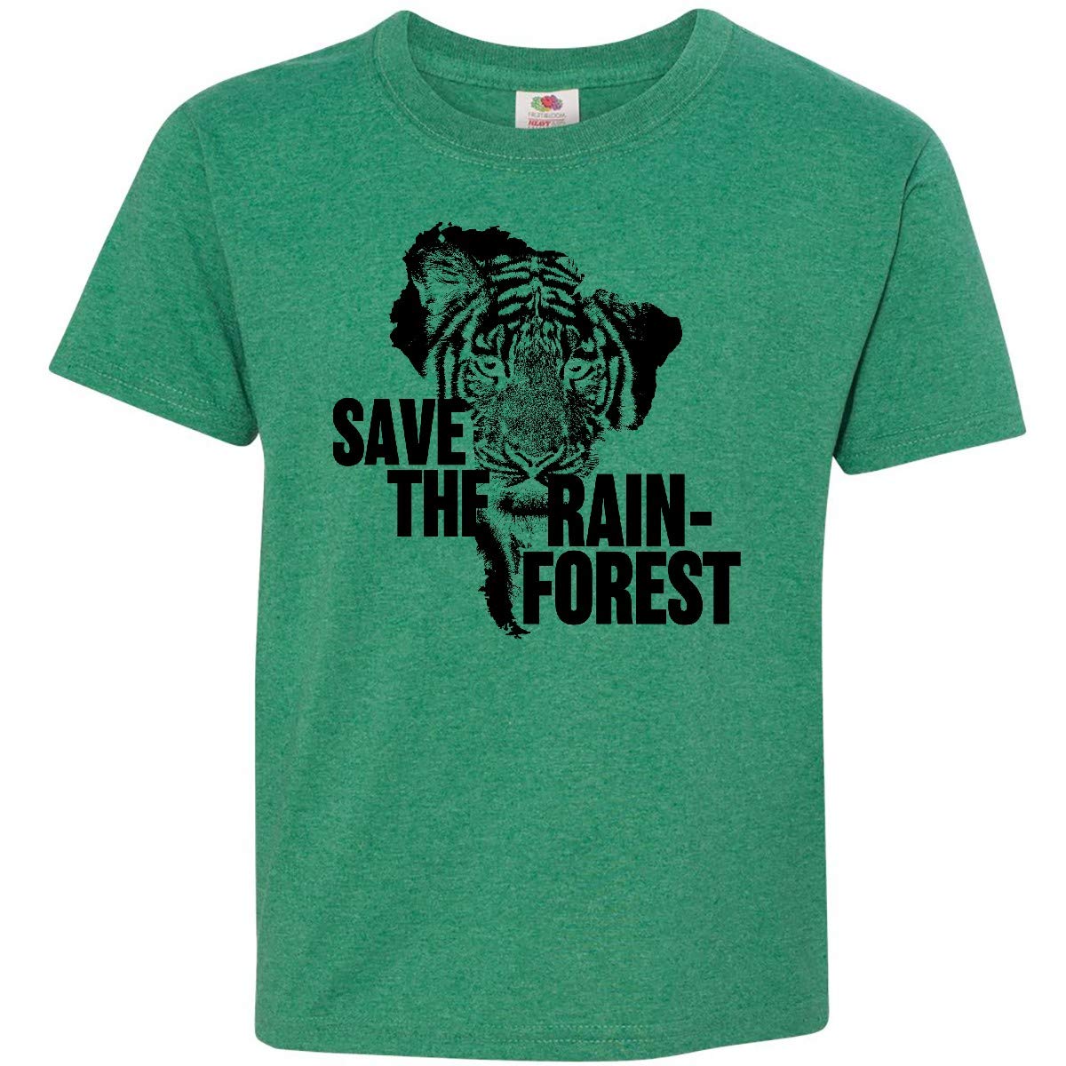Save The Rainforest Tiger with South America Silhouette Youth T-Shirt - Eco-Friendly Kids Animal Conservation Tee for School, Outdoor Activities & Wildlife Awareness