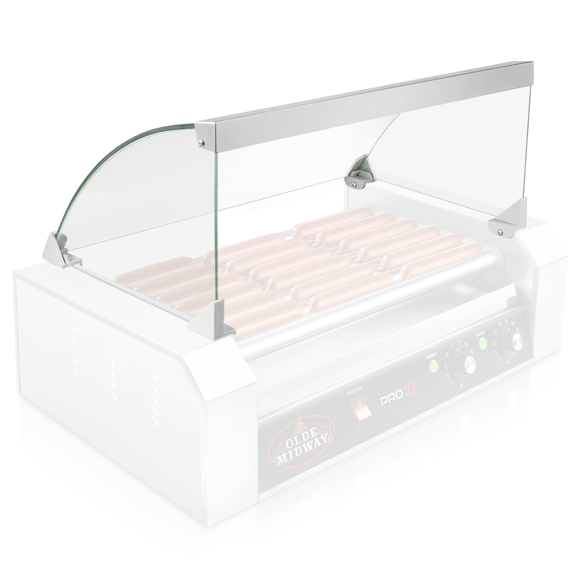 Olde Midway Glass Cover Replacement for Hot Dog 7 Roller Grill Cooker Machine - Upgrade Part for Commercial Hot Dog Stands & Food Trucks