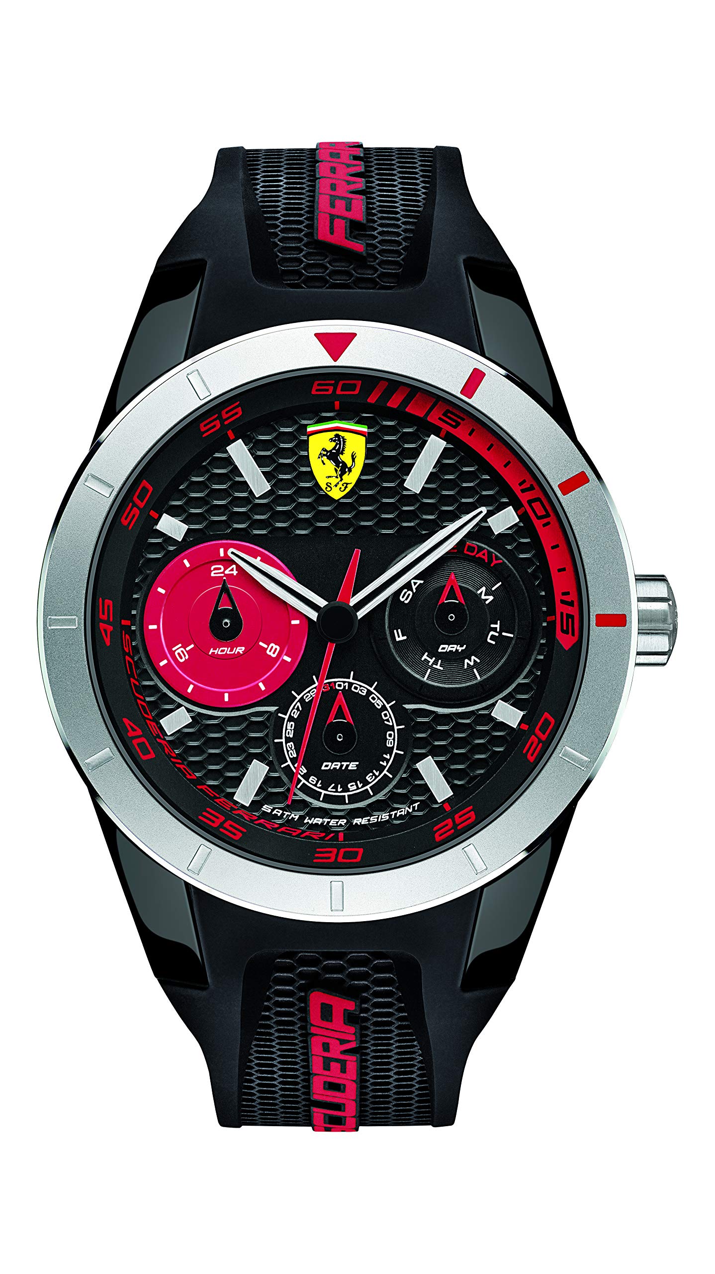 Ferrari 830254 'RED REV T MULTI' Quartz Resin and Silicone Watch for Men - Stylish Sports Chronograph Wristwatch - Perfect for Racing Enthusiasts, Casual Wear & Gift Giving